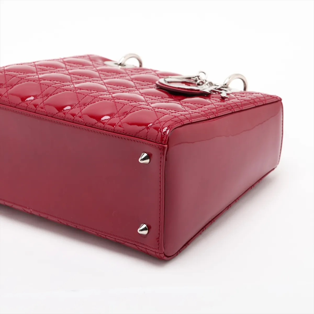 Cannage Lady Dior Patent Leather 2-Way Handbag, Red — view 3