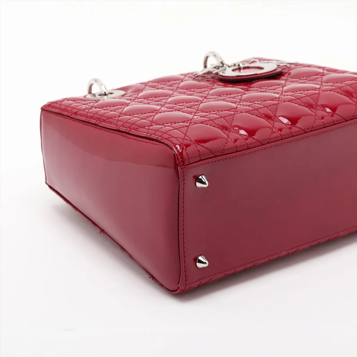 Cannage Lady Dior Patent Leather 2-Way Handbag, Red — view 4