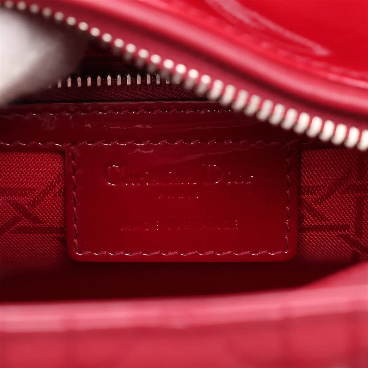 Cannage Lady Dior Patent Leather 2-Way Handbag, Red — view 10