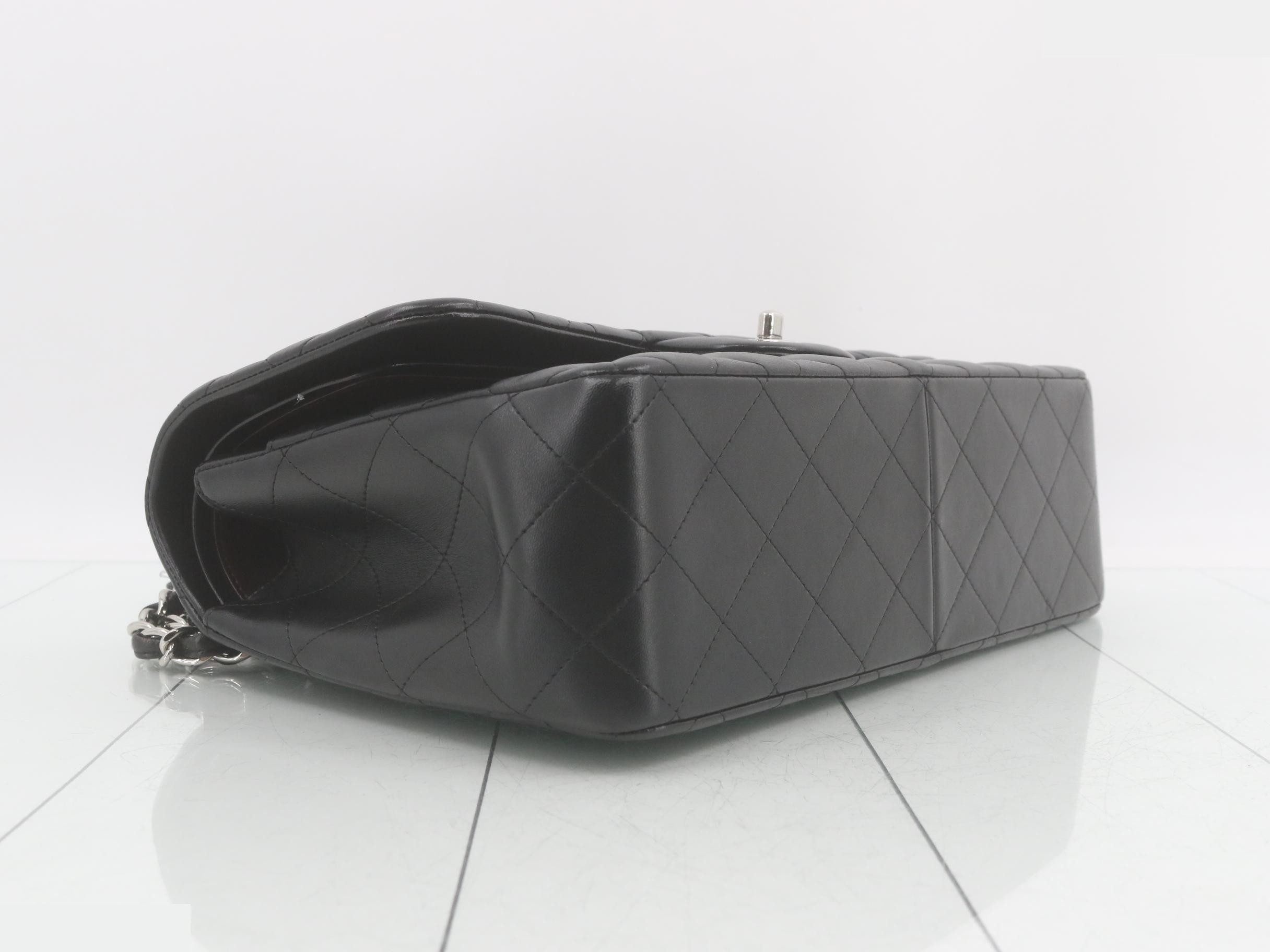 Large Matelassé Lambskin Double Flap Double Chain Shoulder Bag — view 5