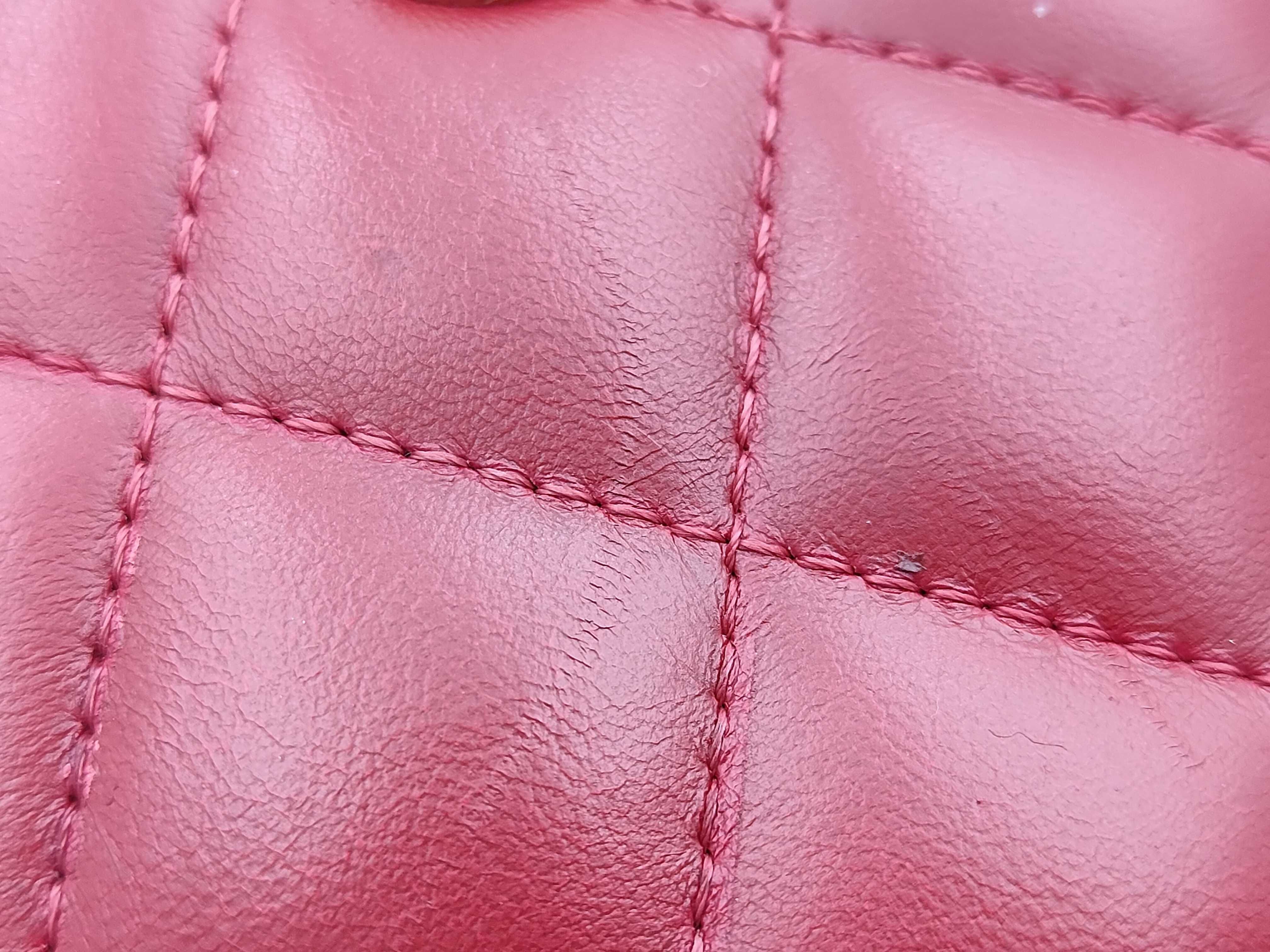 Matelassé Chain Shoulder Bag, Lambskin, Red — view 12