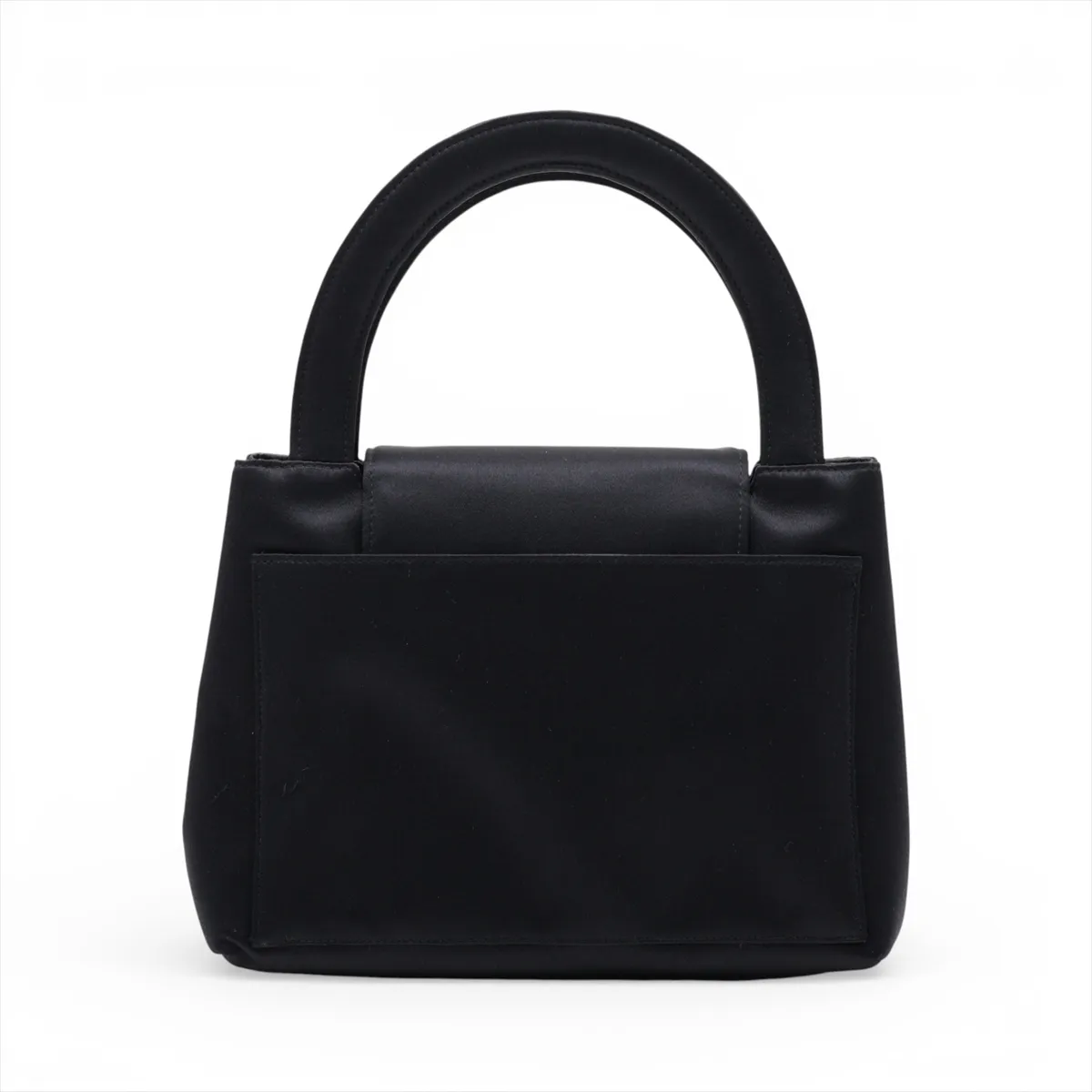 Coco Mark Satin Handbag, Black with Gold Hardware — view 2