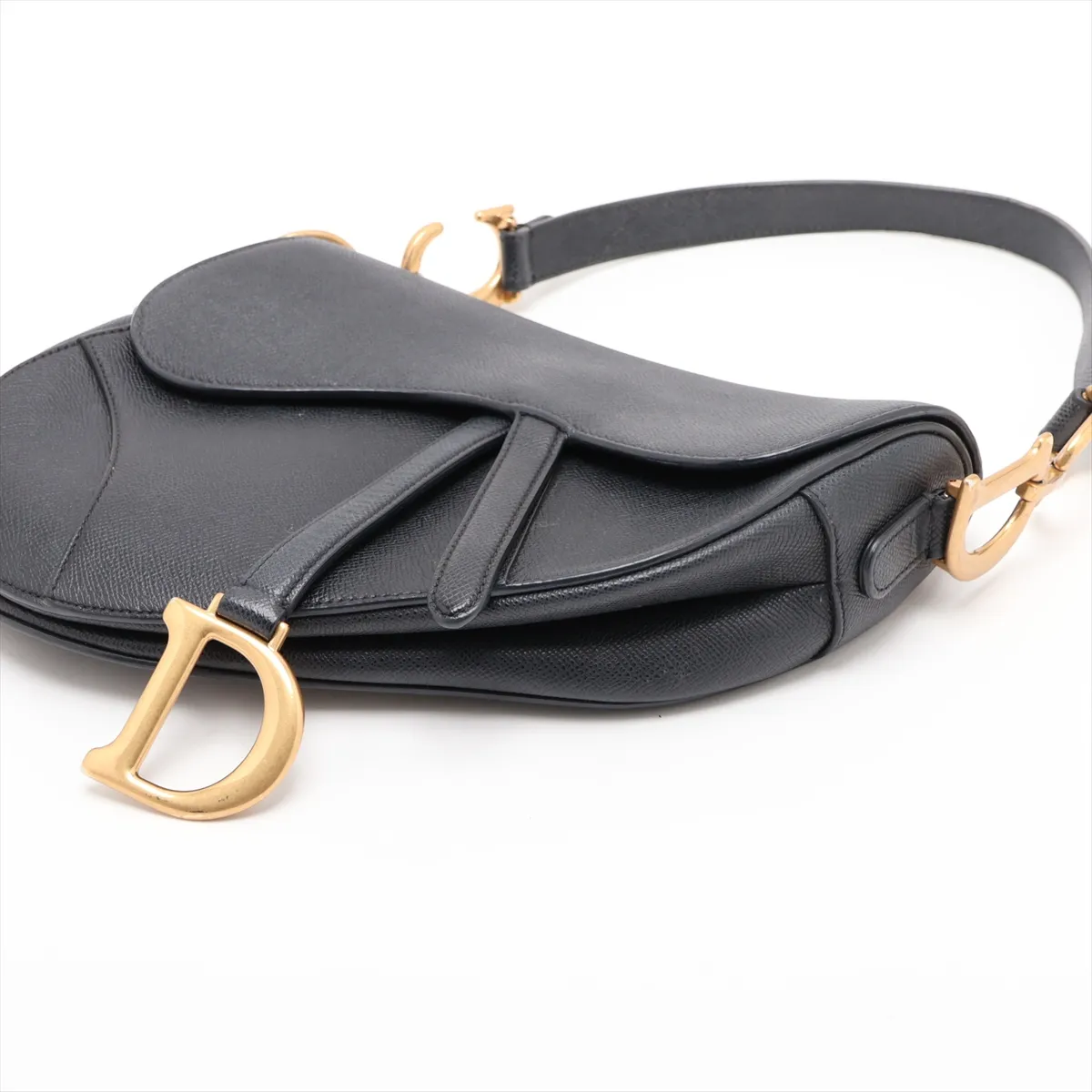 Saddle Bag Leather 2-Way Shoulder Bag Black — view 3