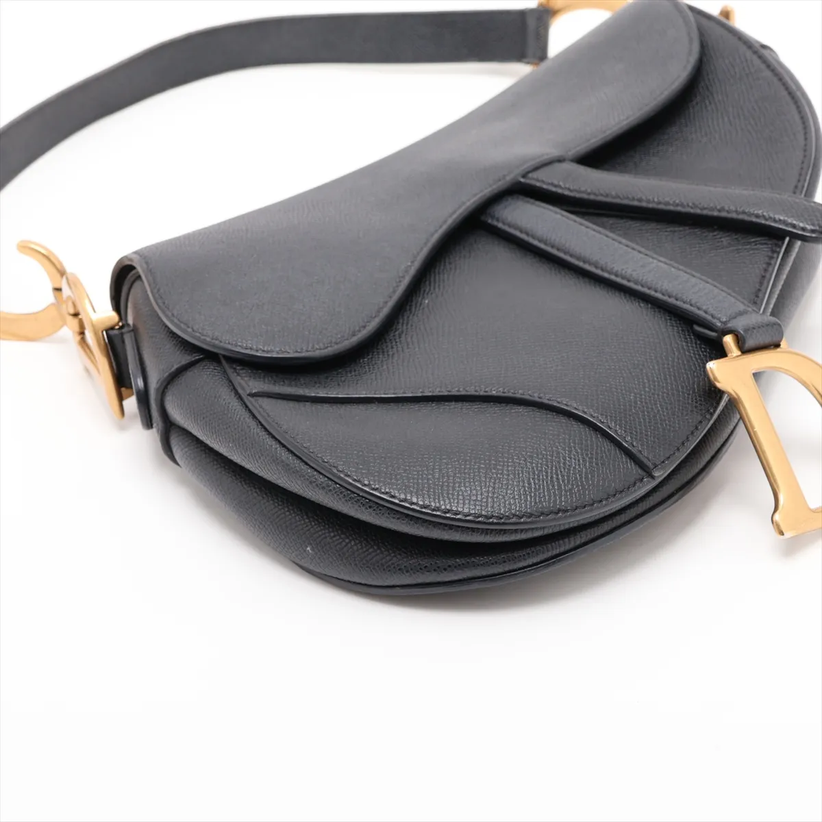 Saddle Bag Leather 2-Way Shoulder Bag Black — view 4