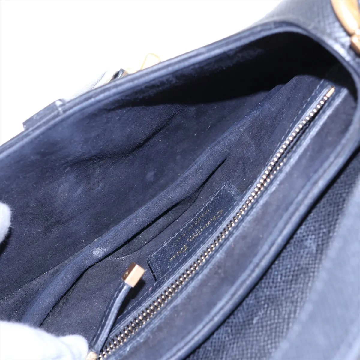 Saddle Bag Leather 2-Way Shoulder Bag Black — view 8