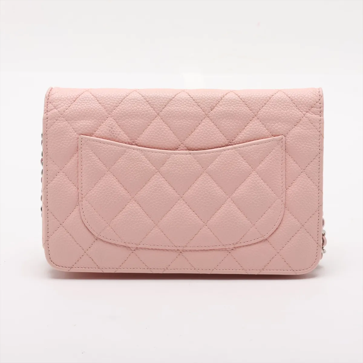 Matelassé Caviar Skin Chain Wallet, Pink, Silver Hardware, 18748109, Serial Number 18-series, AP0250 — view 2