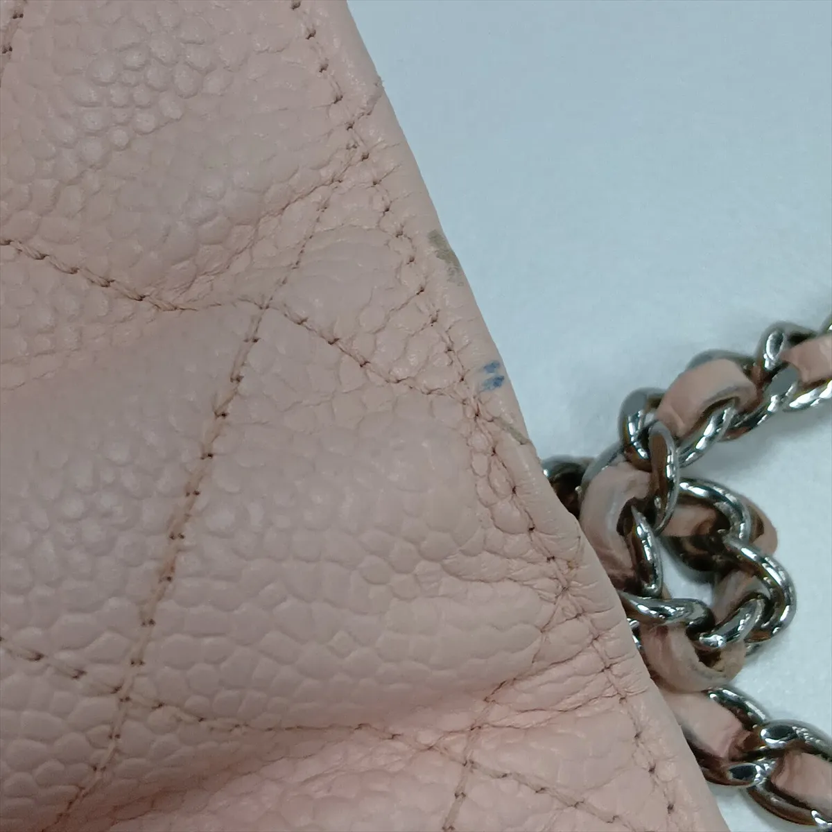 Matelassé Caviar Skin Chain Wallet, Pink, Silver Hardware, 18748109, Serial Number 18-series, AP0250 — view 11