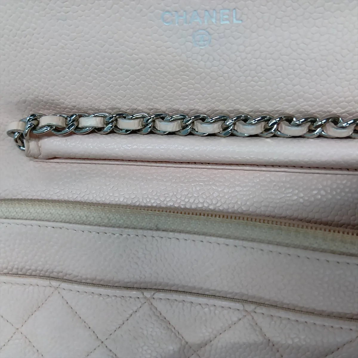 Matelassé Caviar Skin Chain Wallet, Pink, Silver Hardware, 18748109, Serial Number 18-series, AP0250 — view 15