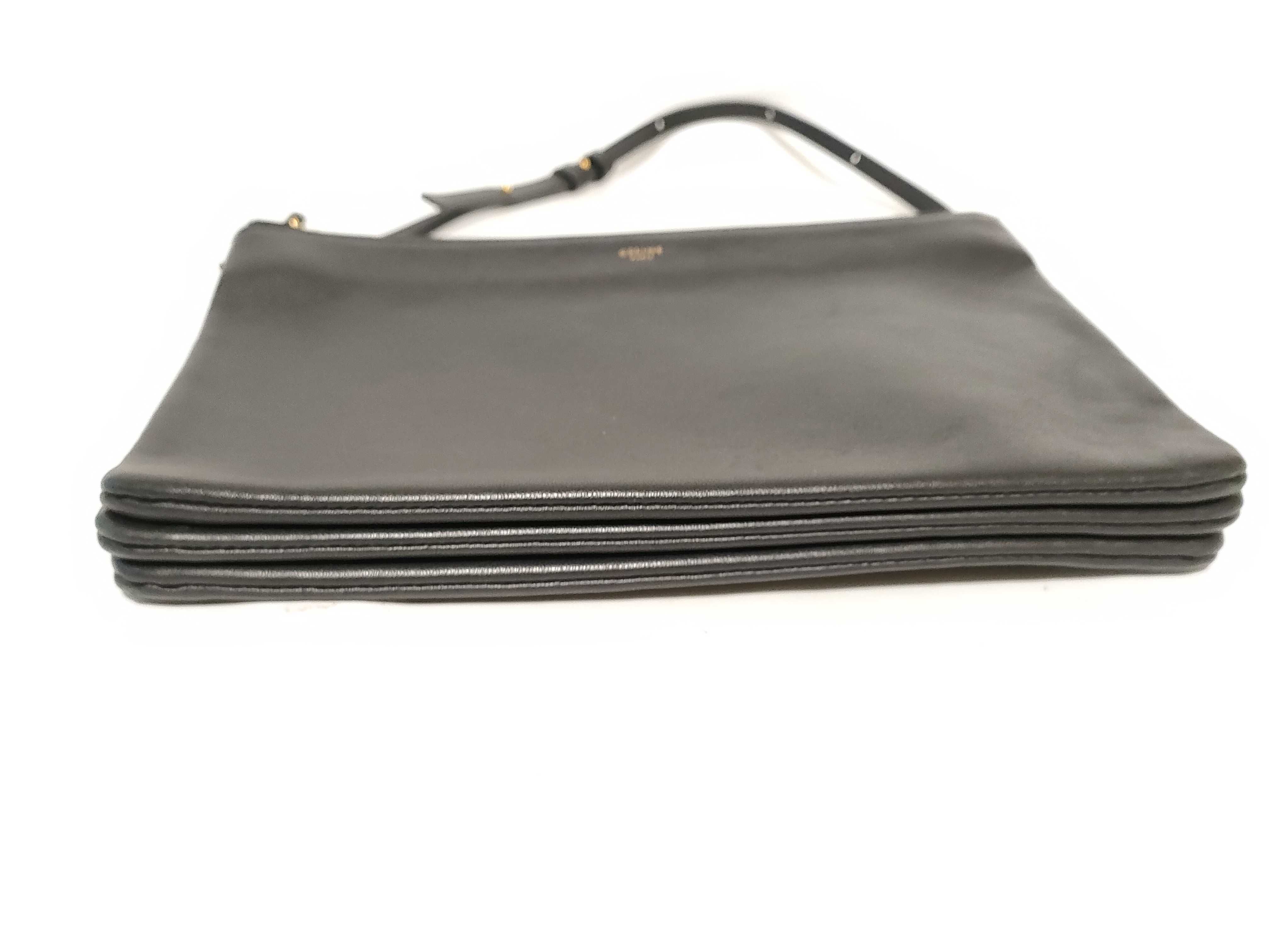 Trio Leather Shoulder Bag, Black — view 8