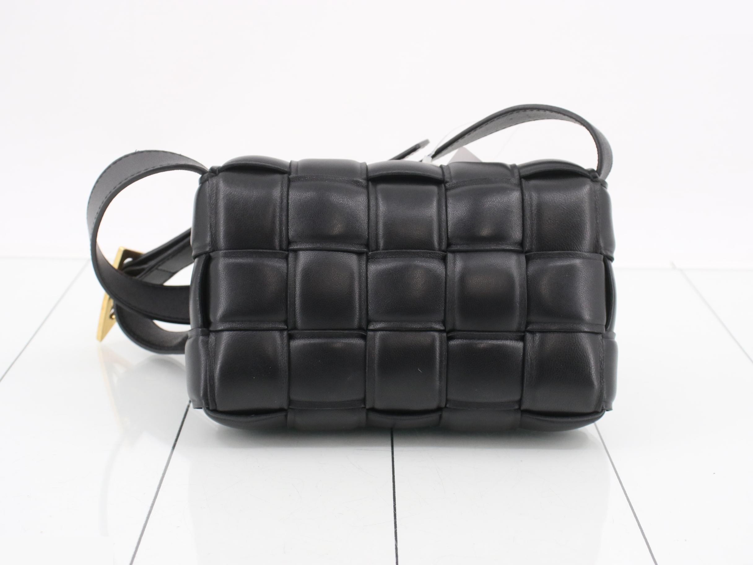 Intrecciato Padded Cassette, Black — view 2