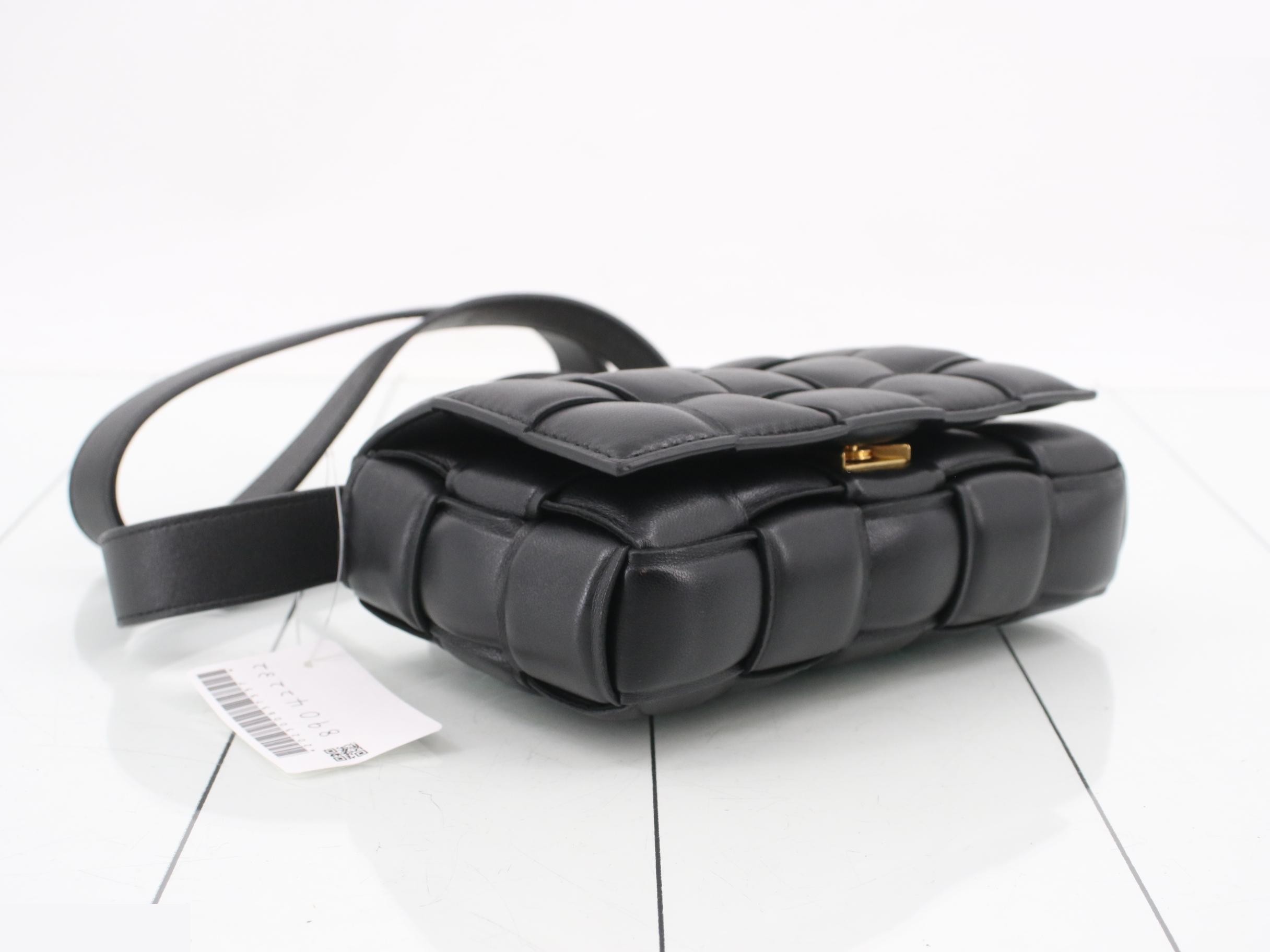 Intrecciato Padded Cassette, Black — view 5