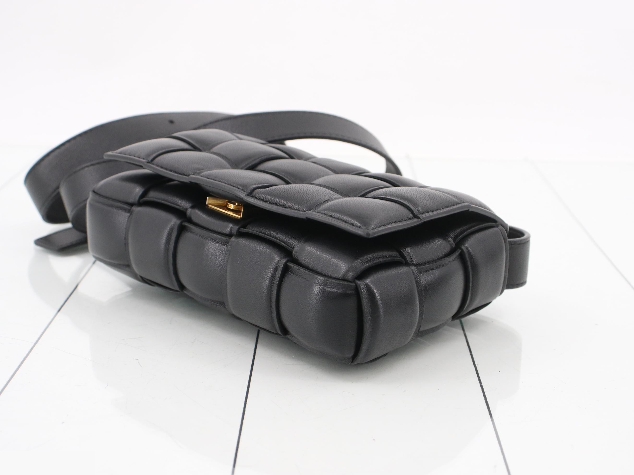 Intrecciato Padded Cassette, Black — view 6