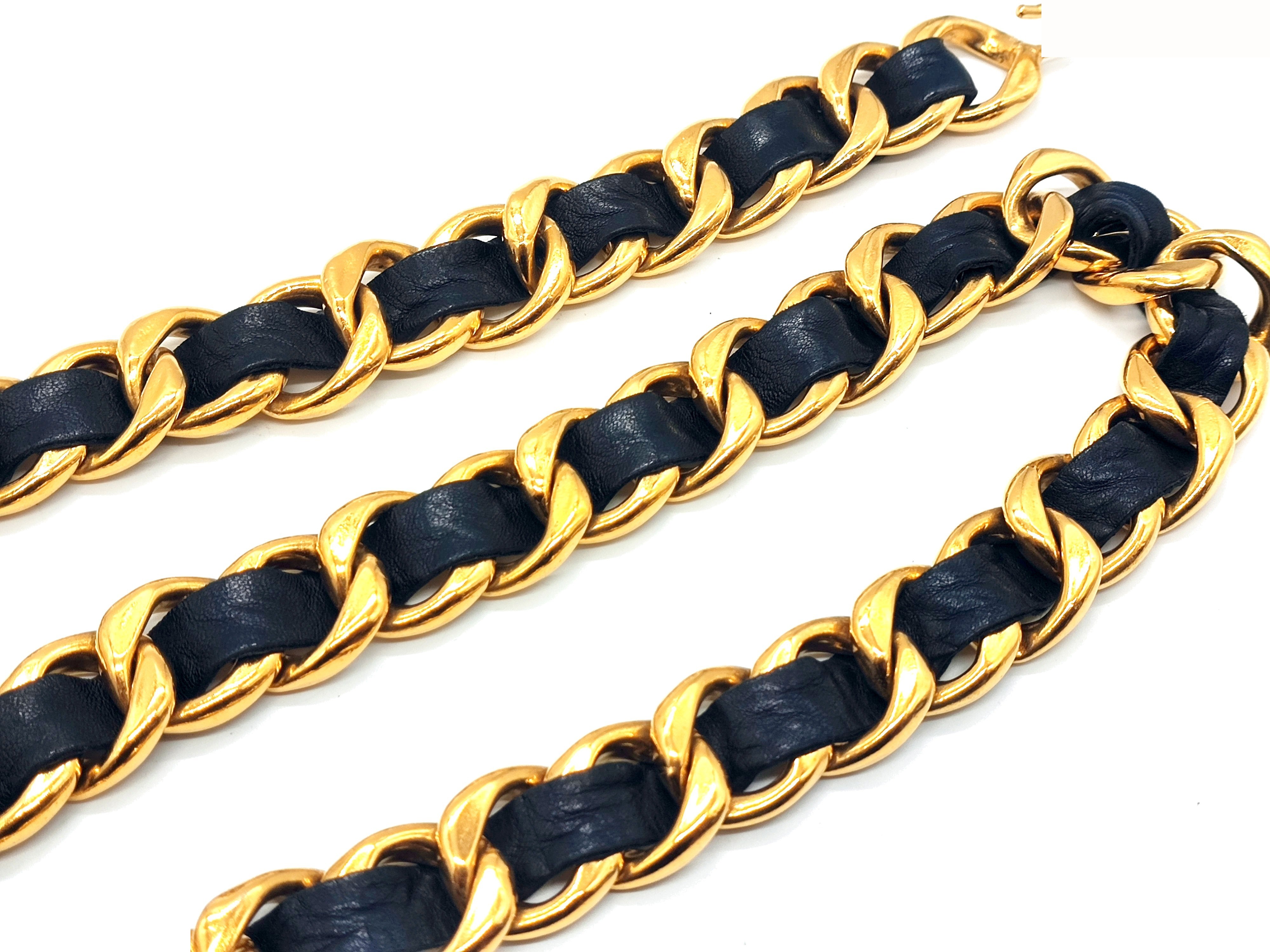 Coco Mark Mademoiselle Leather Chain Belt (Chain approx. 97cm) — view 6