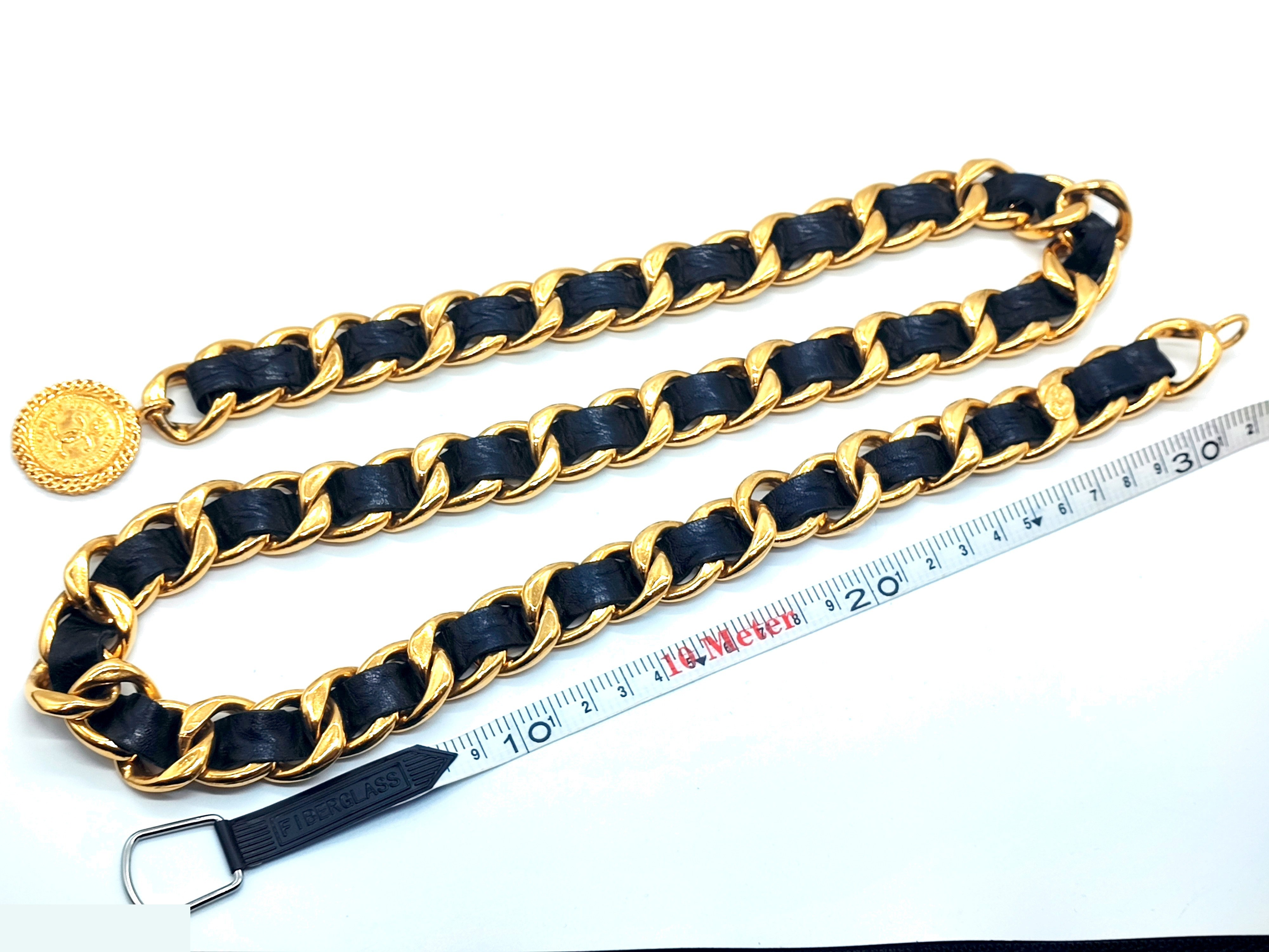 Coco Mark Mademoiselle Leather Chain Belt (Chain approx. 97cm) — view 8