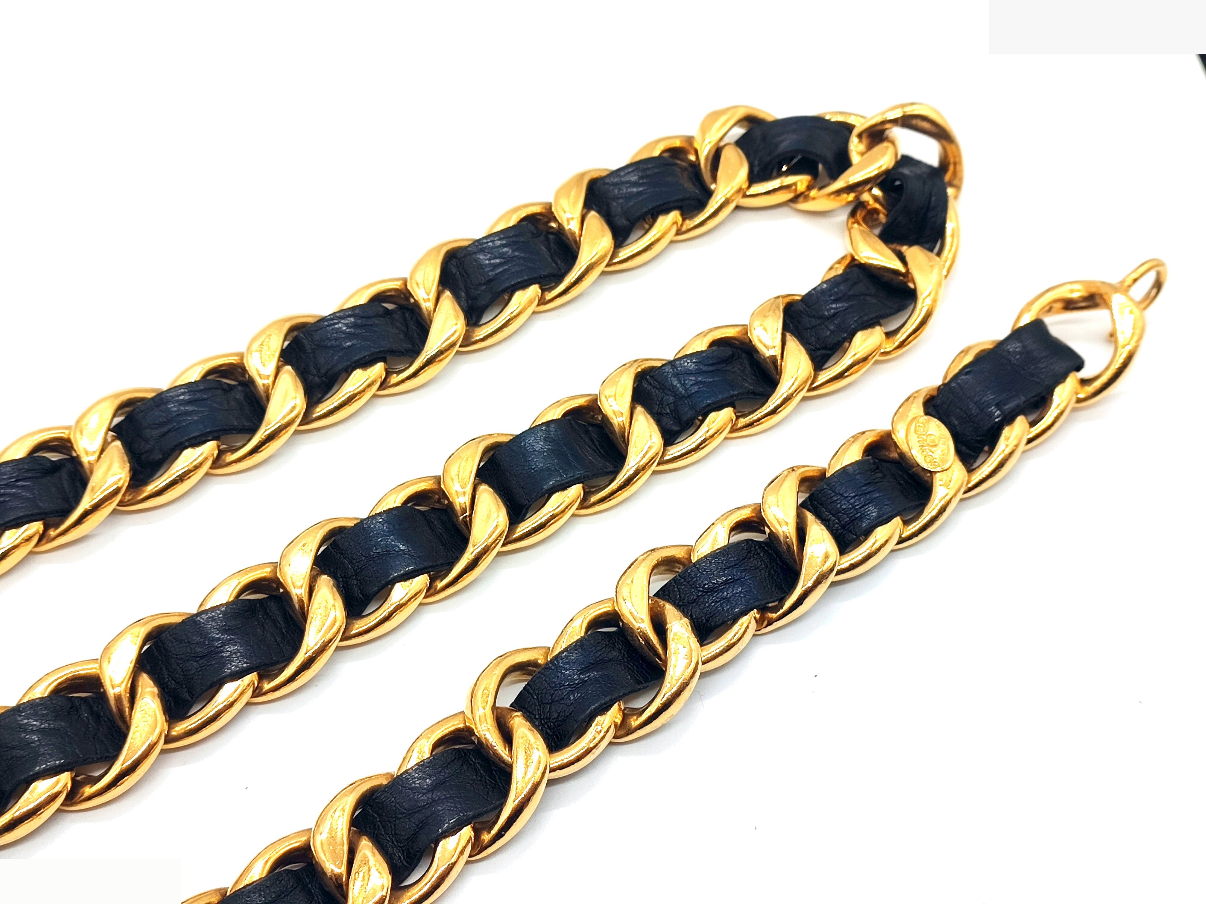 Coco Mark Mademoiselle Leather Chain Belt (Chain approx. 97cm) — view 10