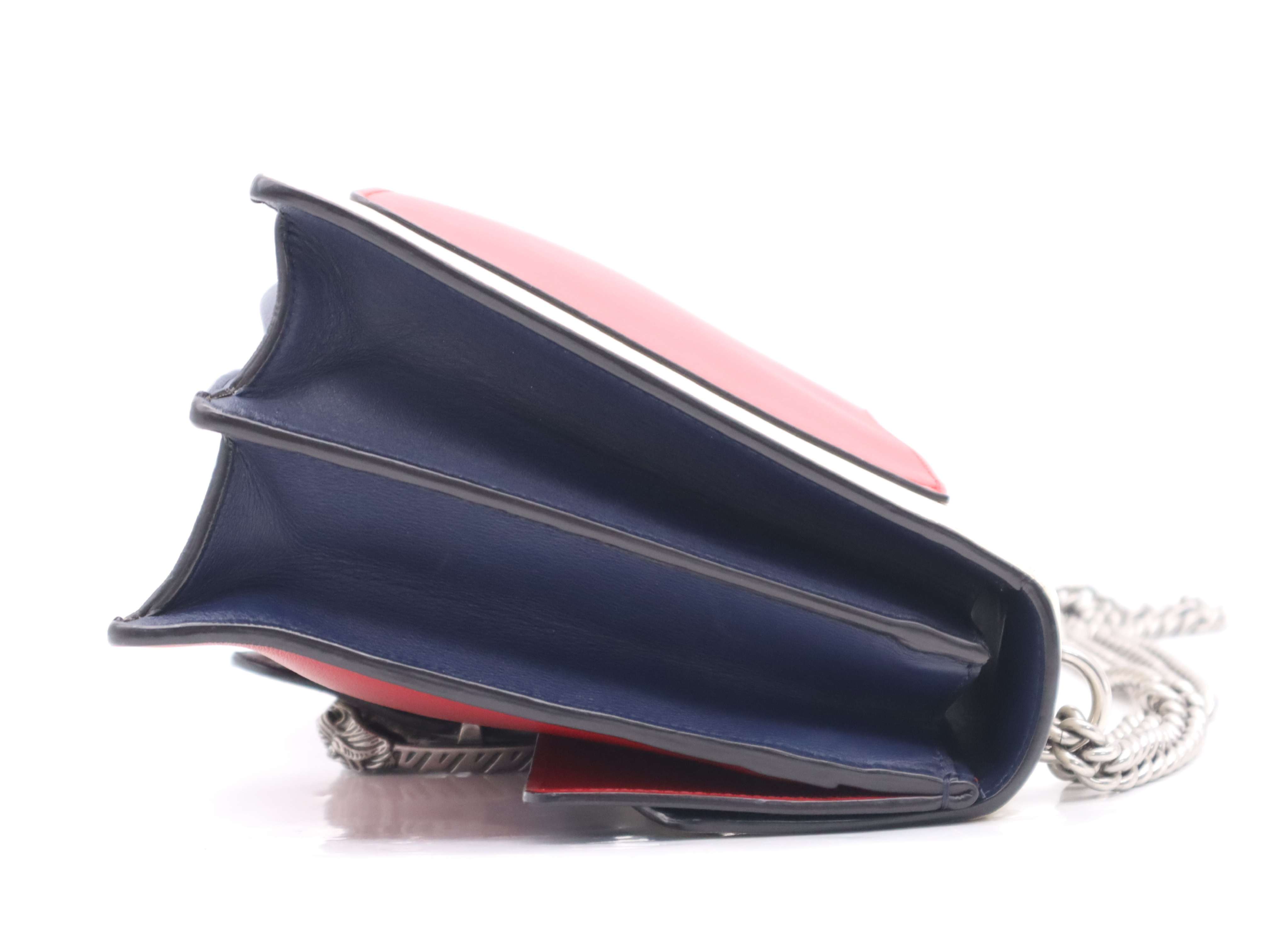 403343 Leather Dionysus Panther Chain Shoulder Bag (White, Blue, Red, Silver Hardware) — view 5