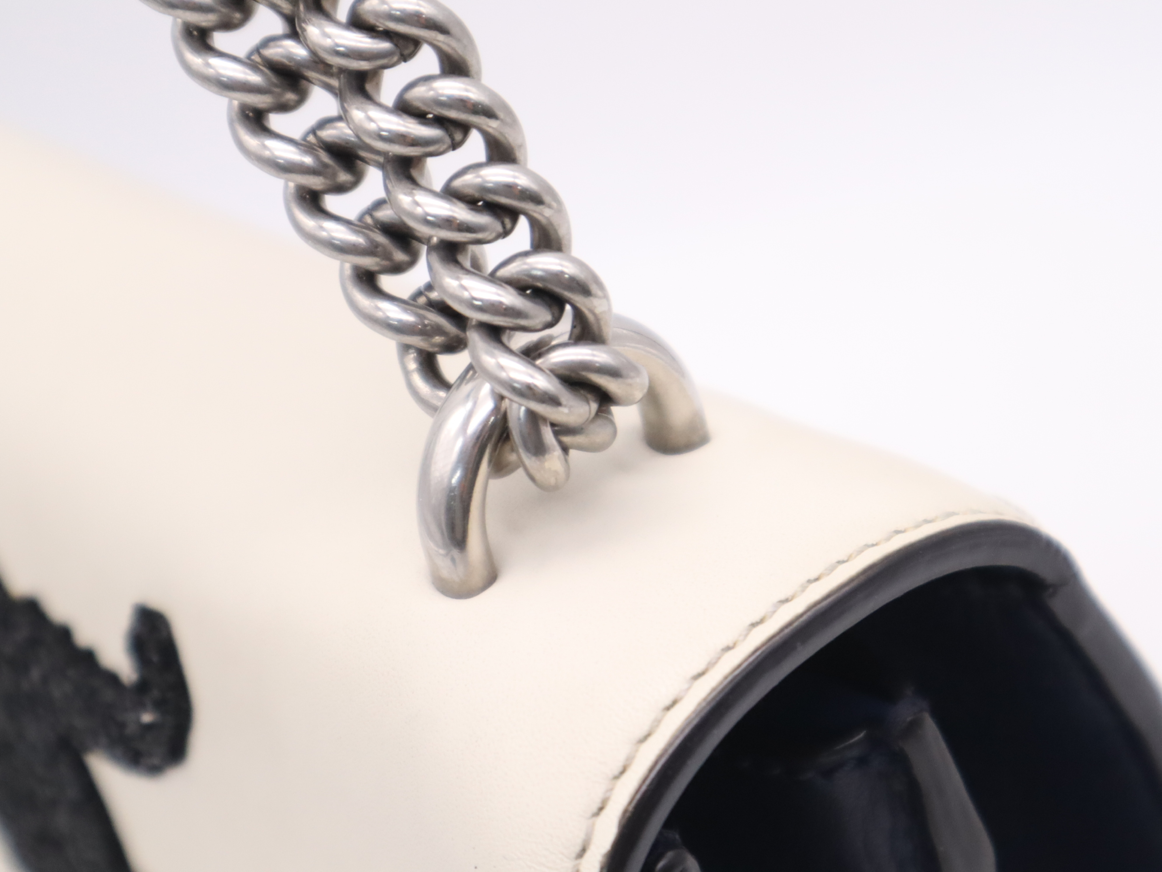 403343 Leather Dionysus Panther Chain Shoulder Bag (White, Blue, Red, Silver Hardware) — view 8