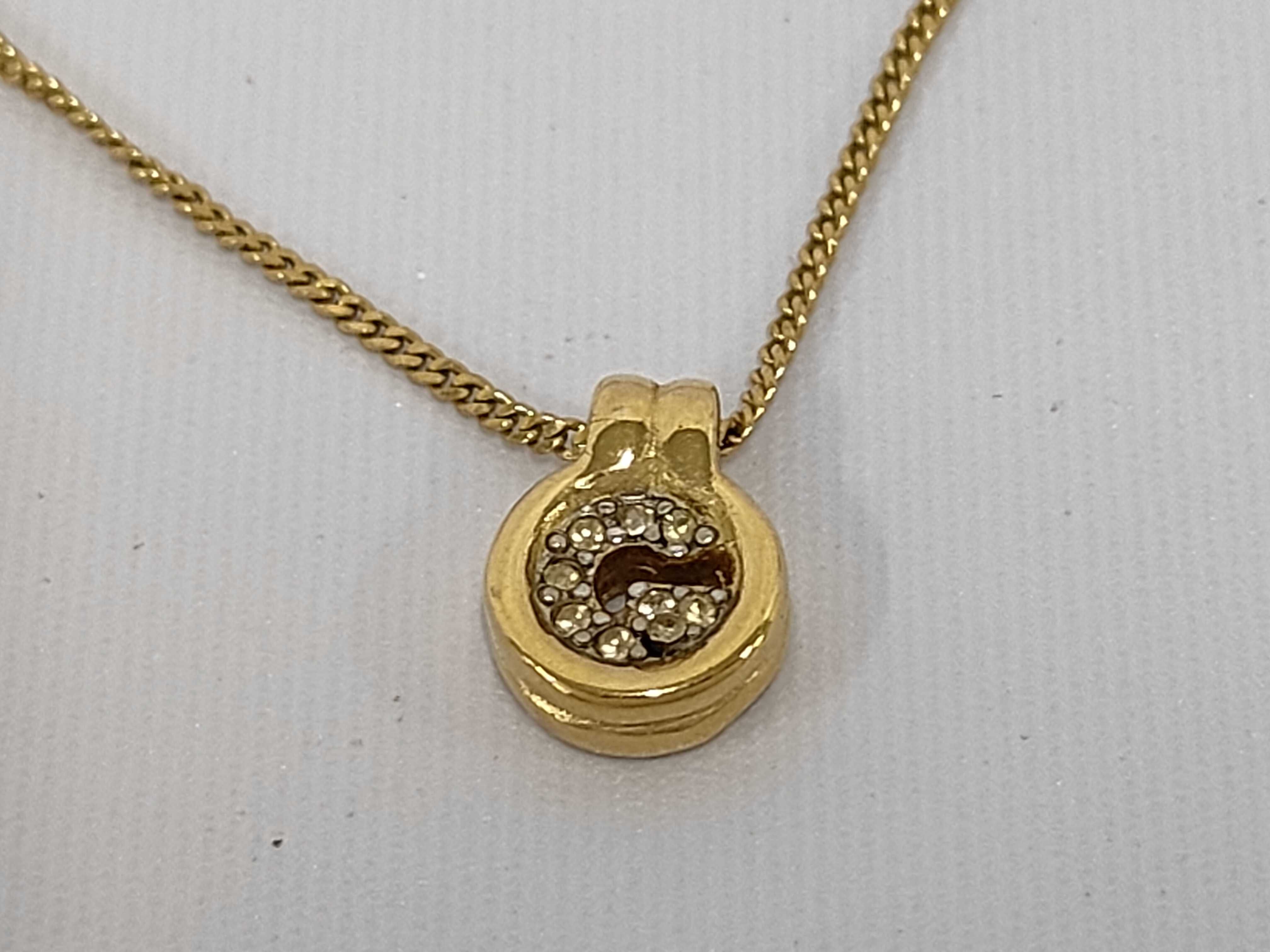 G-logo rhinestone curb chain gold necklace