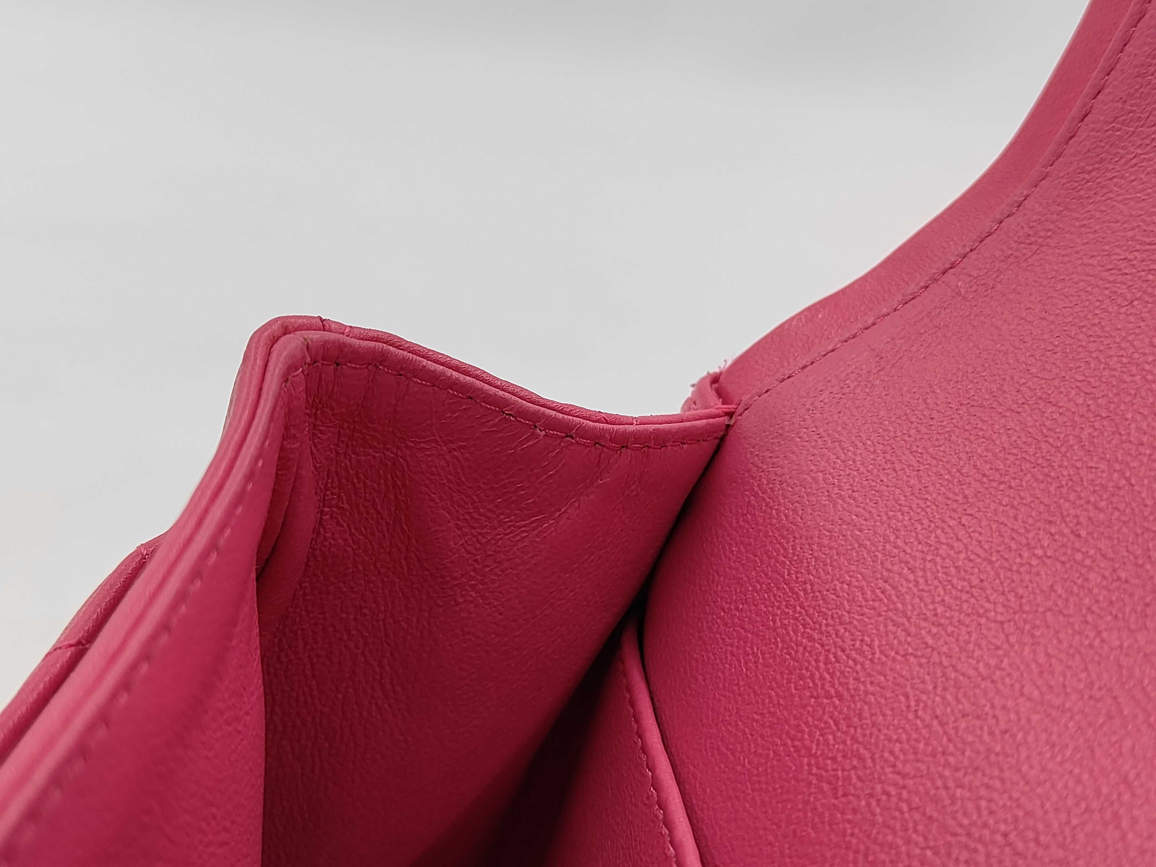 Matelassé 25 Lambskin Pink Silver Hardware Double Flap Shoulder Bag (Serial Number 19) — view 10
