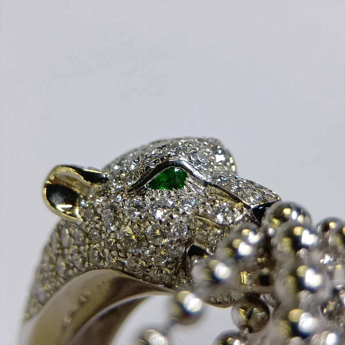 Panthère de Cartier Emerald Onyx Ring 750(WG) 14.3g 56 DAD544 Small stone chip Hallmark — view 6