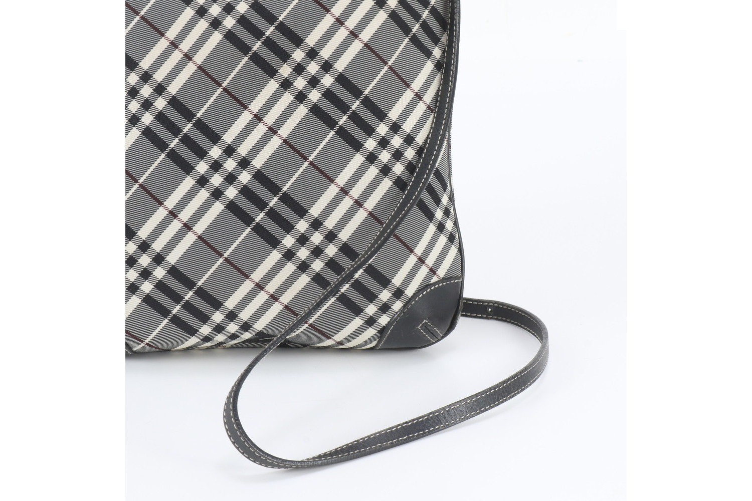 Checkered canvas and leather shoulder bag, crossbody bag. — view 2