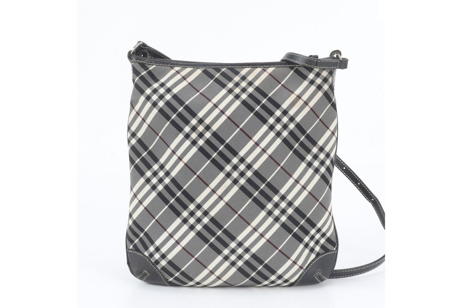 Checkered canvas and leather shoulder bag, crossbody bag. — view 3