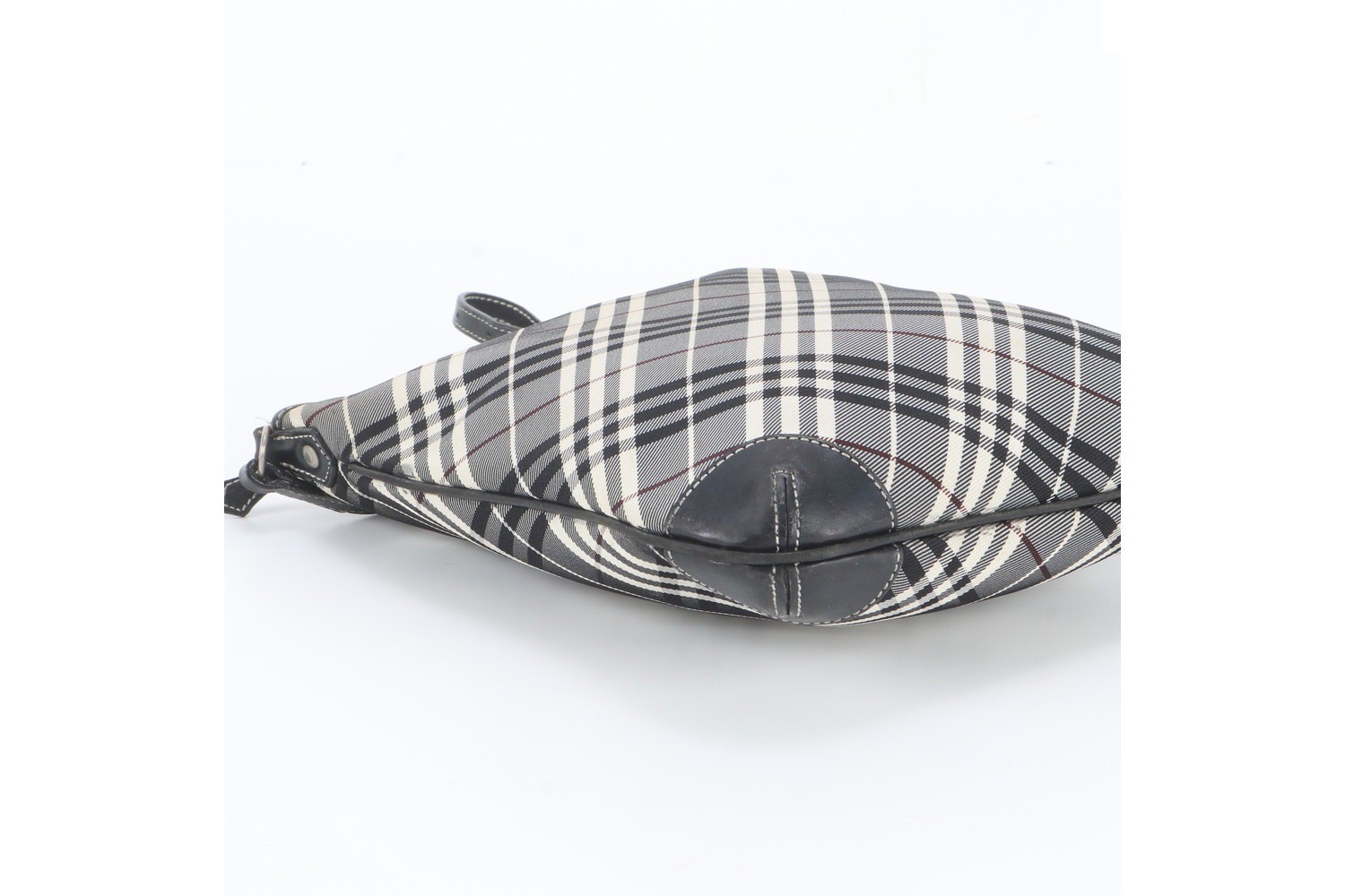 Checkered canvas and leather shoulder bag, crossbody bag. — view 5
