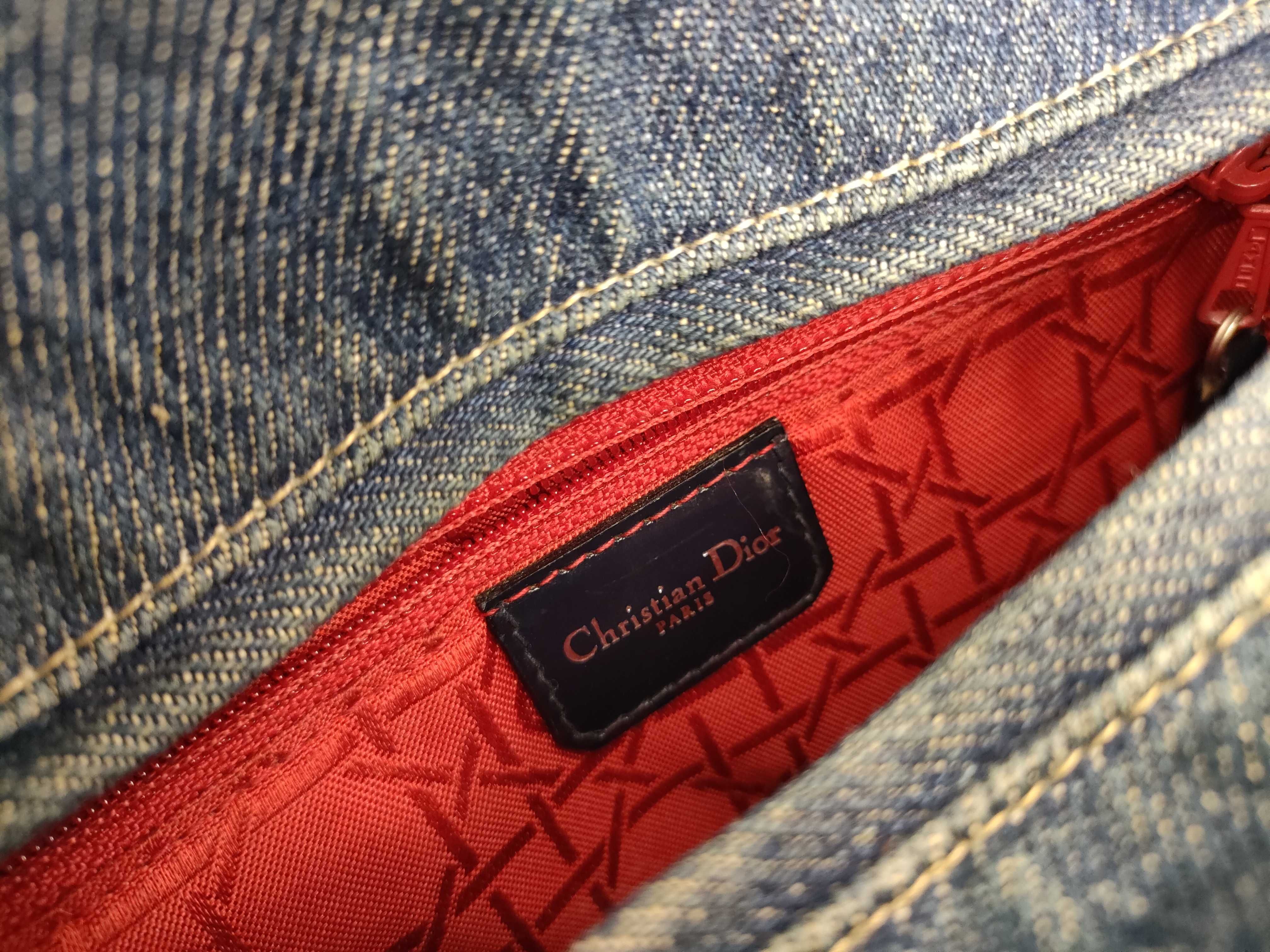 Lady Dior SG-Christian Lady Cannage Denim × Patent Leather Handbag — view 12