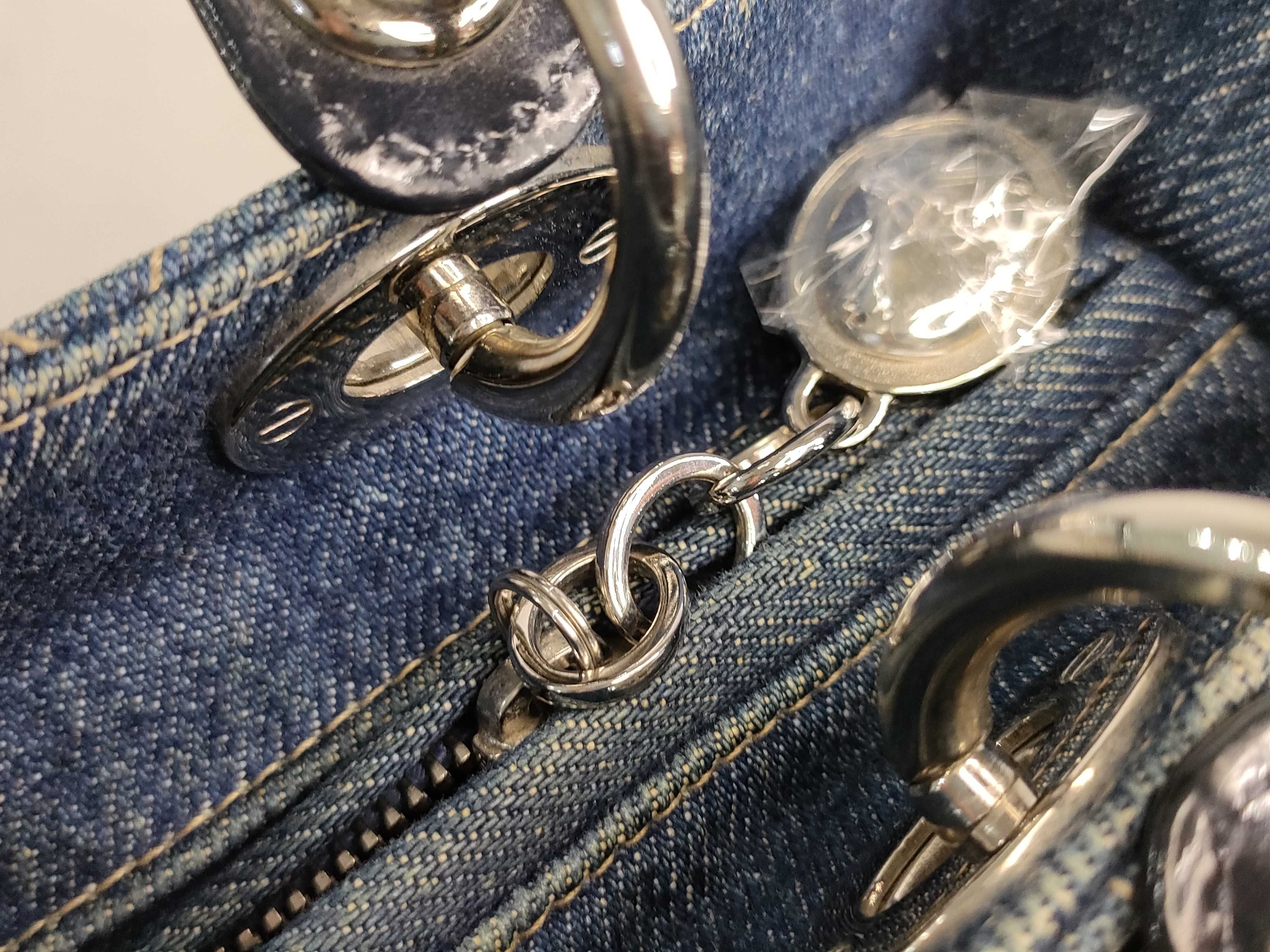 Lady Dior SG-Christian Lady Cannage Denim × Patent Leather Handbag — view 13