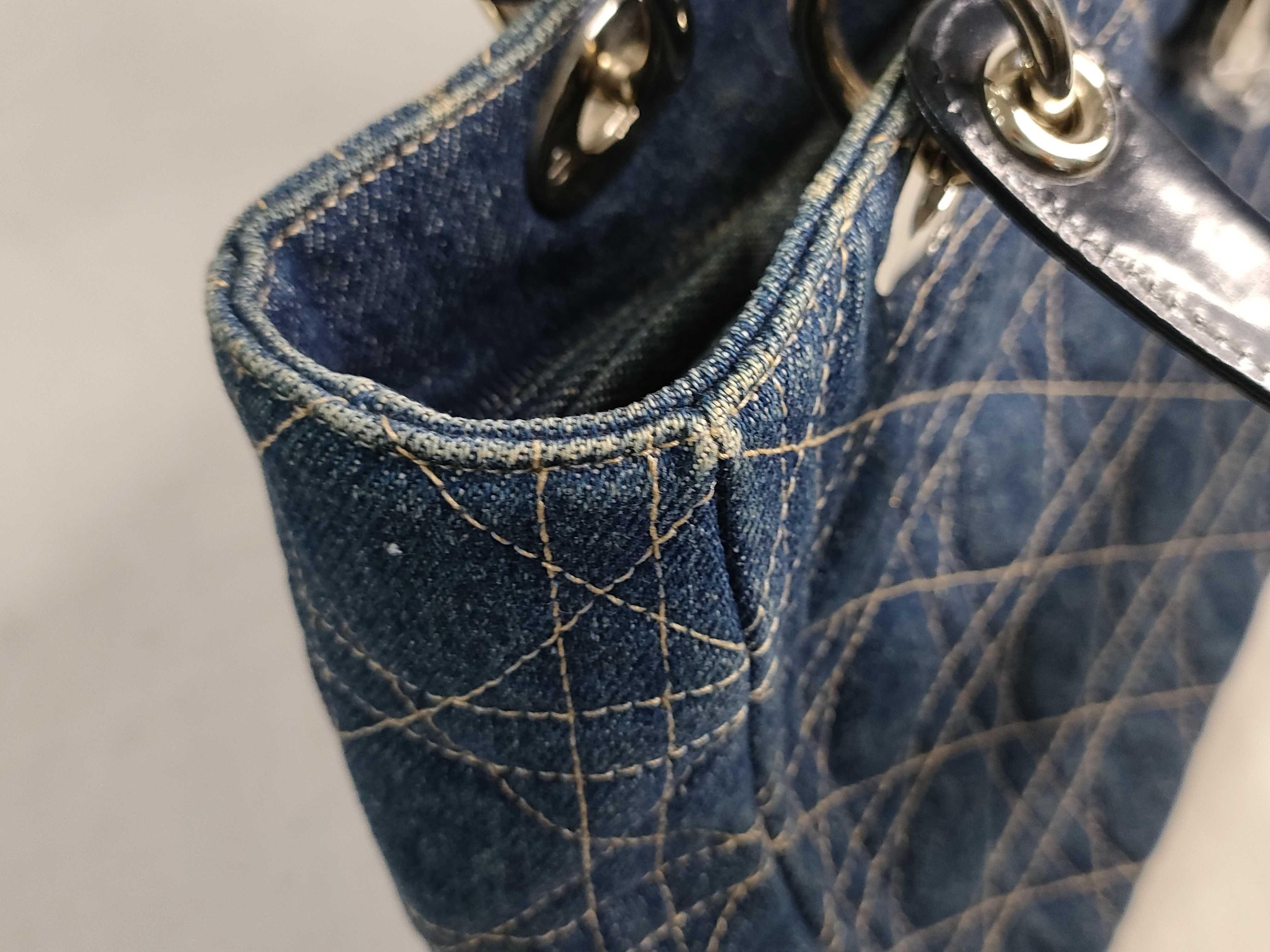 Lady Dior SG-Christian Lady Cannage Denim × Patent Leather Handbag — view 14