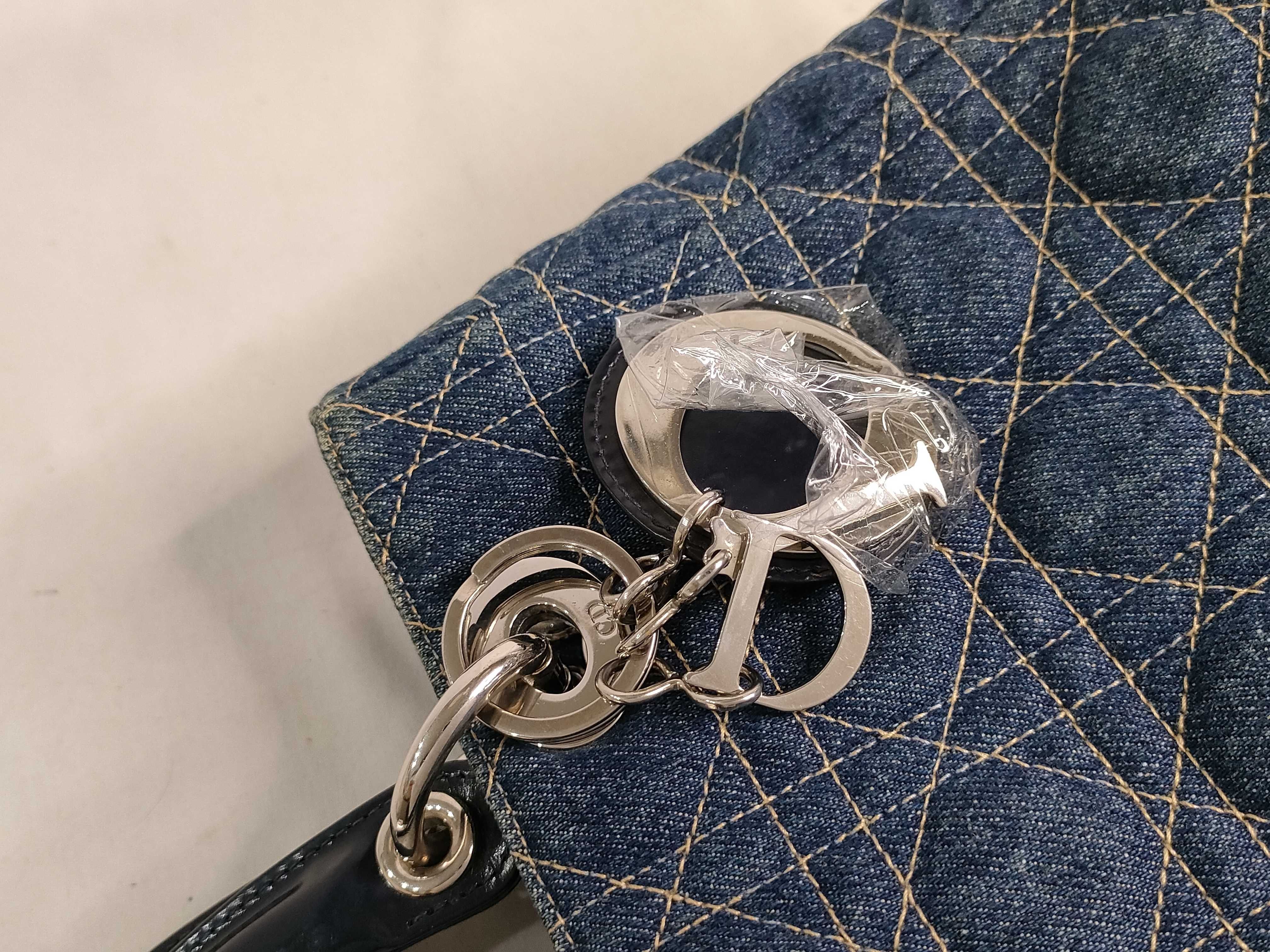 Lady Dior SG-Christian Lady Cannage Denim × Patent Leather Handbag — view 15