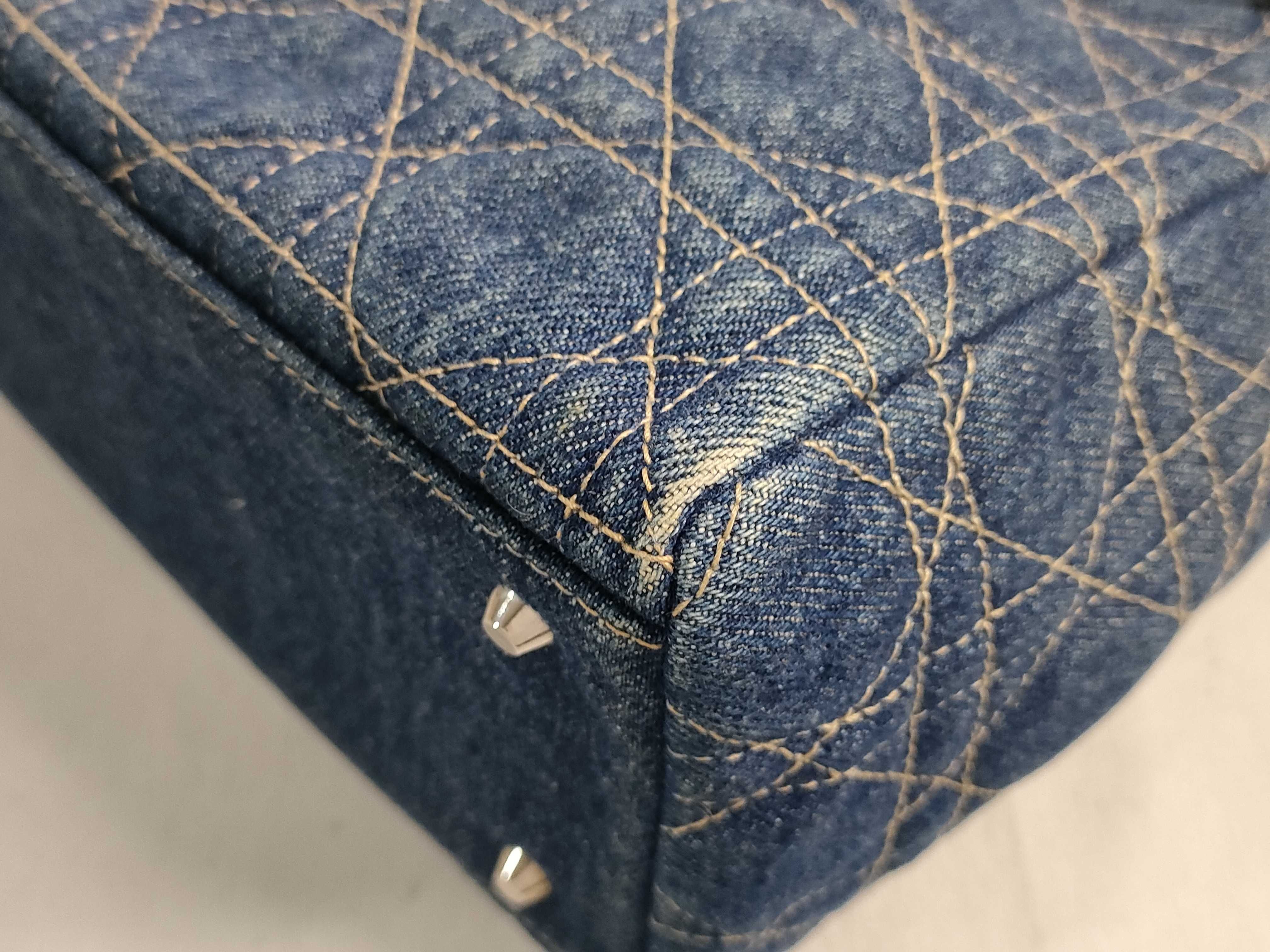 Lady Dior SG-Christian Lady Cannage Denim × Patent Leather Handbag — view 6