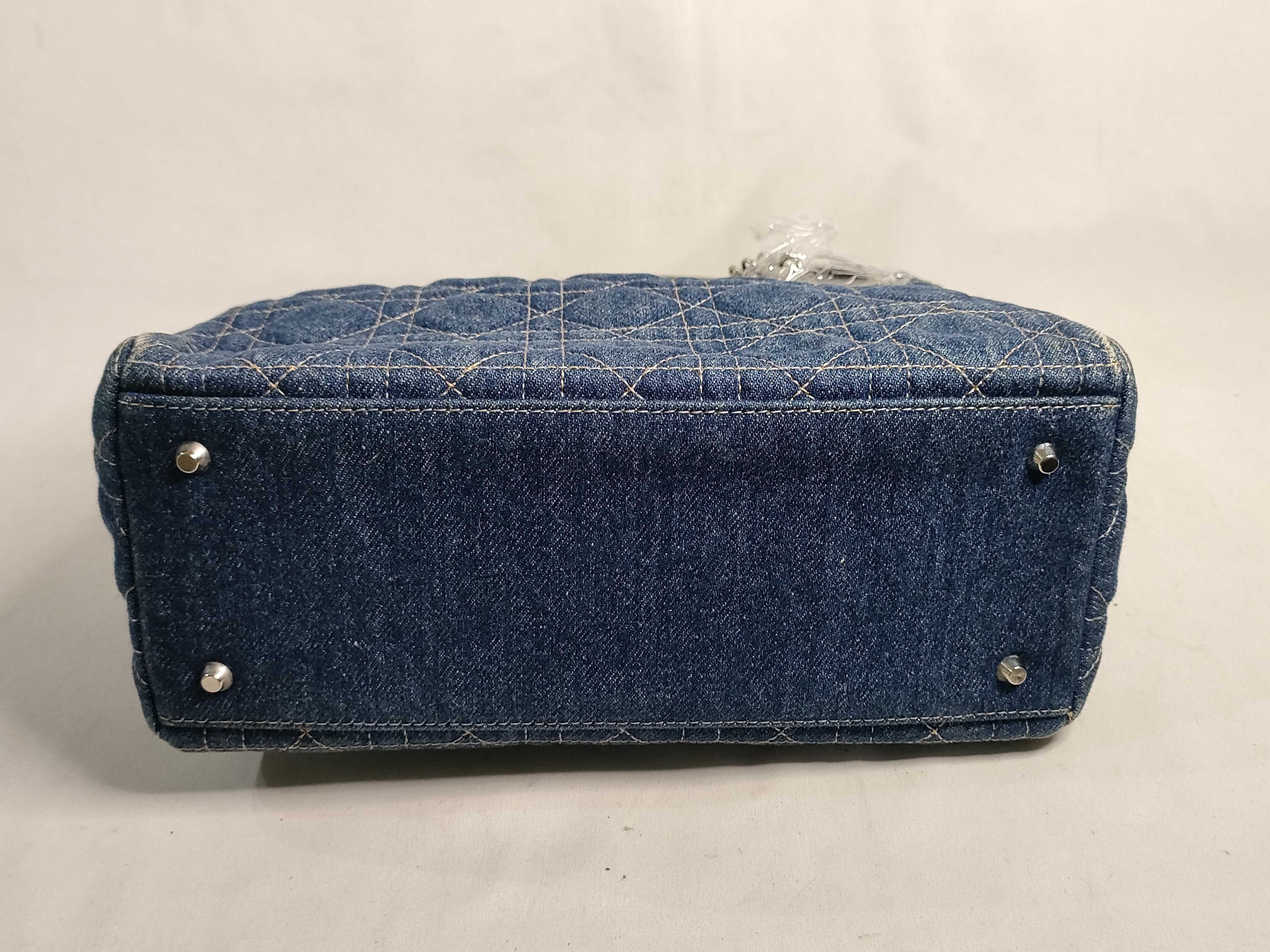 Lady Dior SG-Christian Lady Cannage Denim × Patent Leather Handbag — view 7