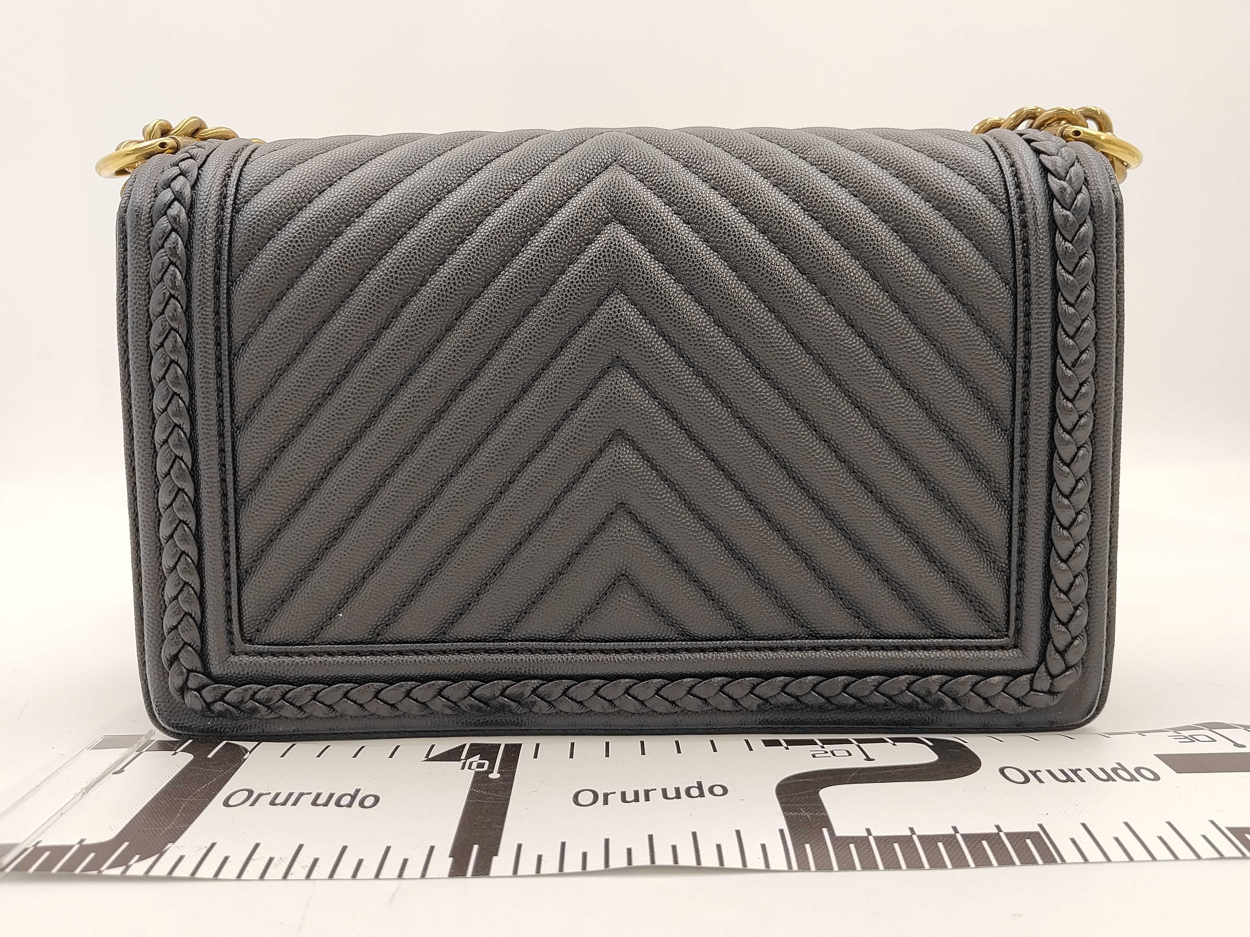 Boy Chanel Chevron Caviar Skin Shoulder Bag (Serial No. 24) — view 2
