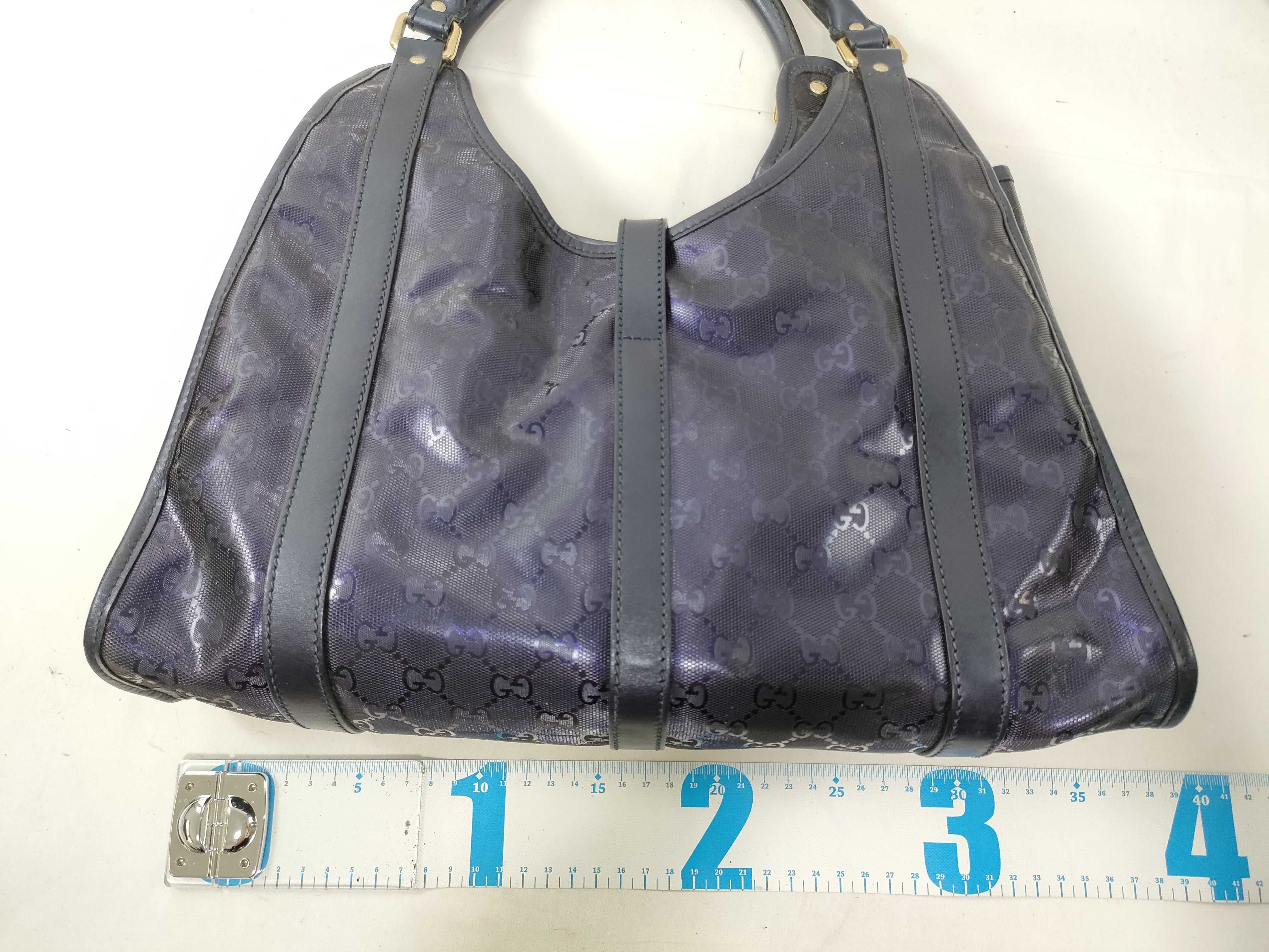 Navy PVC GG Monogram Jackie Shoulder Bag (Handbag) — view 2