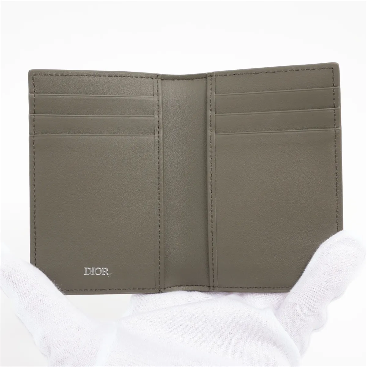 CD Diamond PVC×Leather Card Case Khaki — view 3