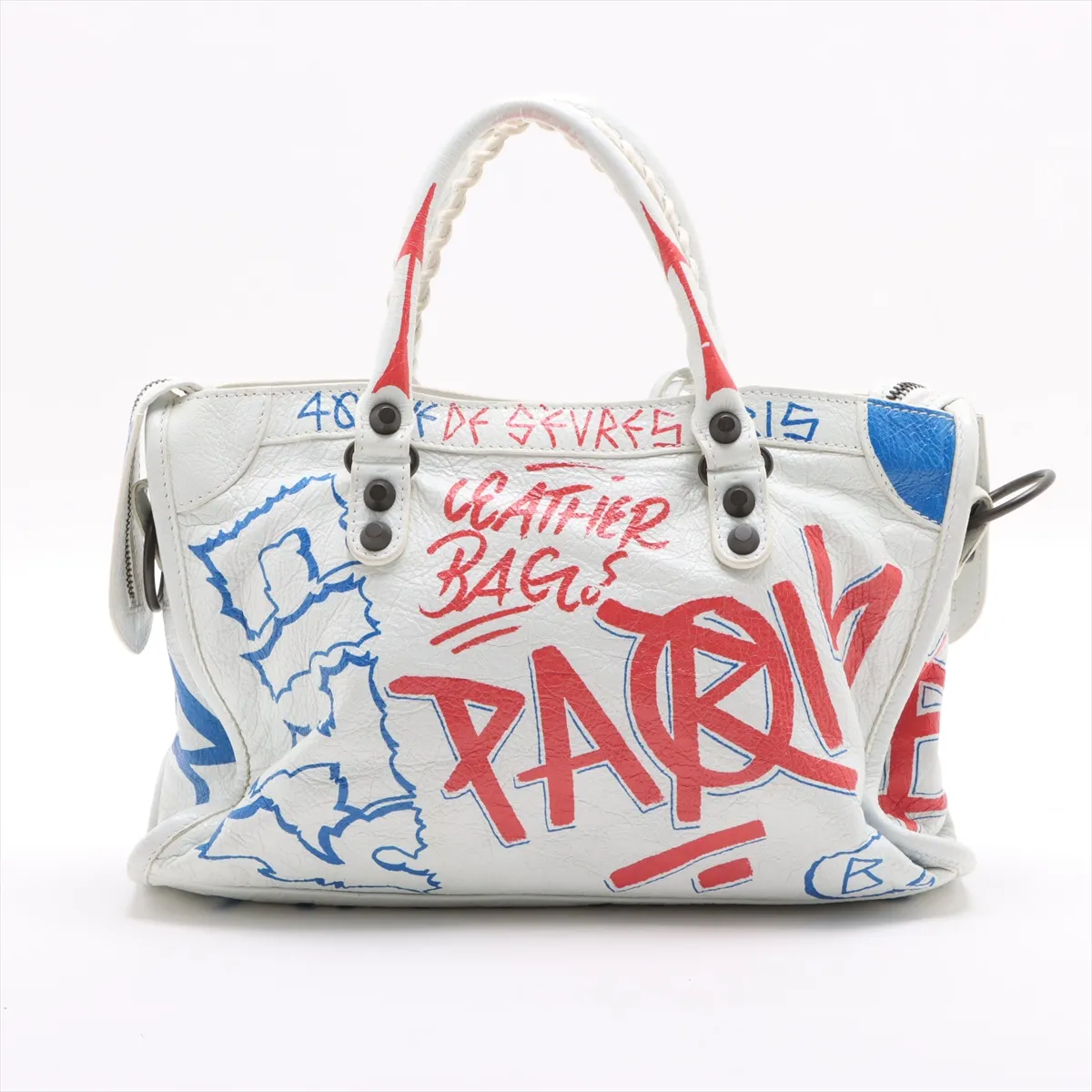Graffiti Classic City Leather 2WAY Handbag White 431621 — view 2