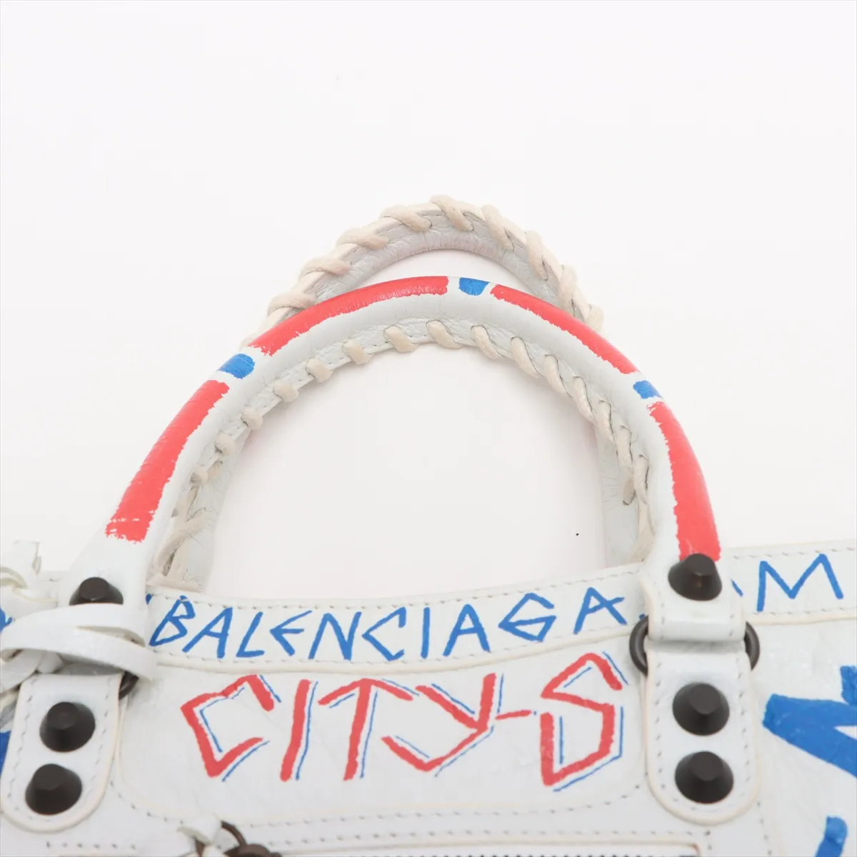 Graffiti Classic City Leather 2WAY Handbag White 431621 — view 6
