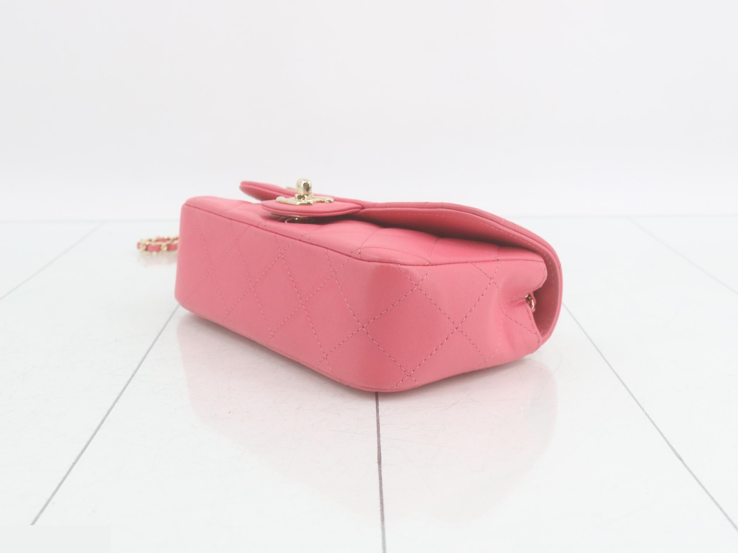 Matelassé leather double-piece chain shoulder bag, pink — view 6