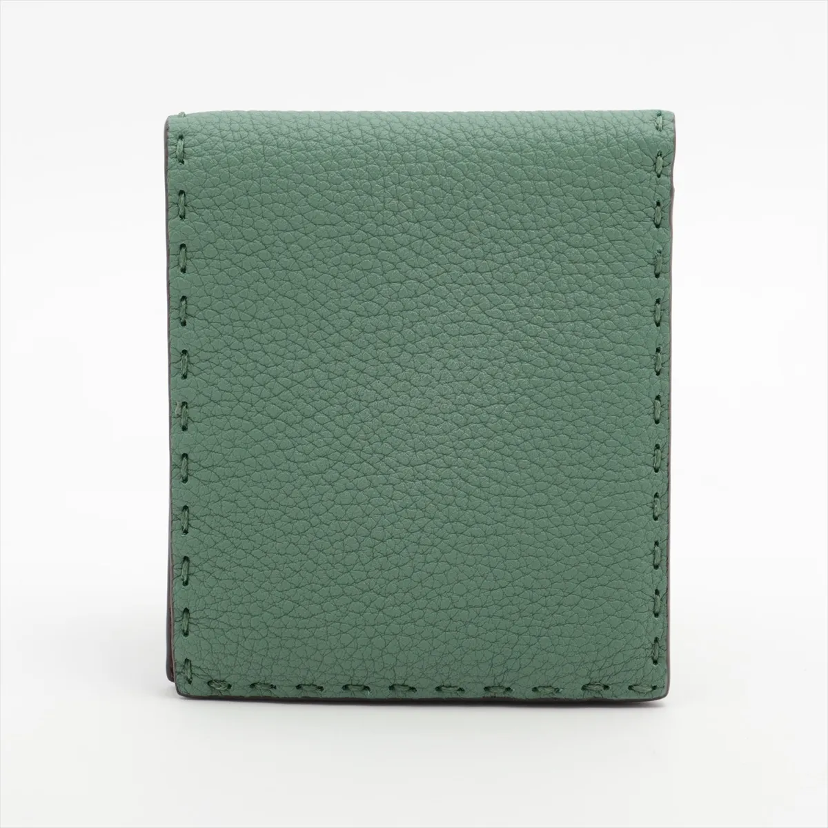 Selleria Bifold 7M0193 Leather Compact Wallet Green x Brown — view 2