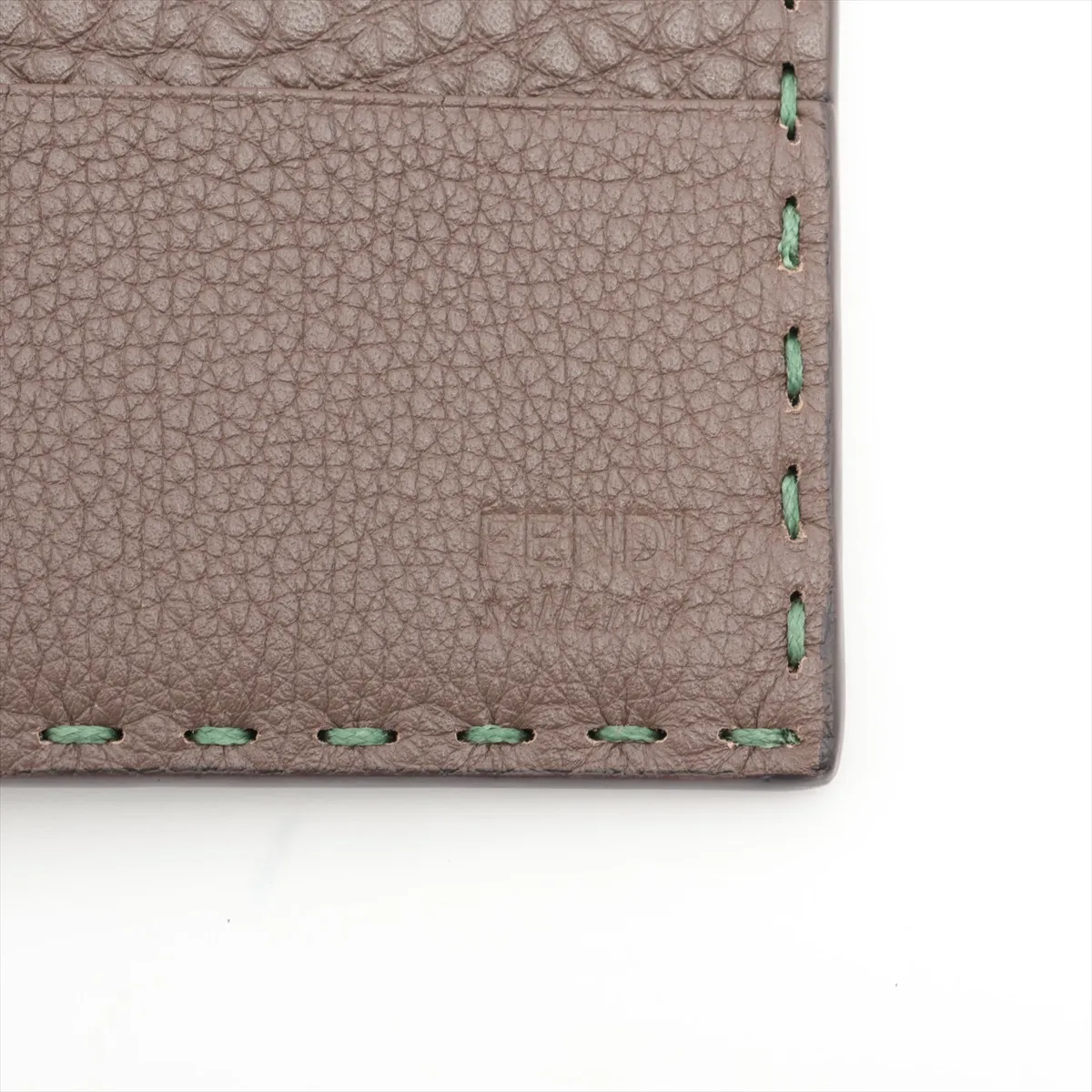 Selleria Bifold 7M0193 Leather Compact Wallet Green x Brown — view 6