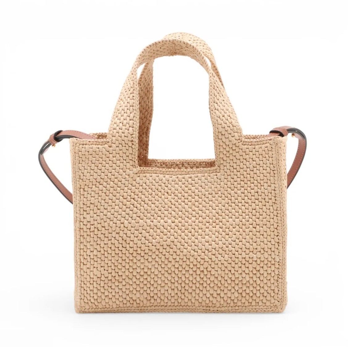 Unused Font Tote Small Raffia x Leather 2-Way — view 2