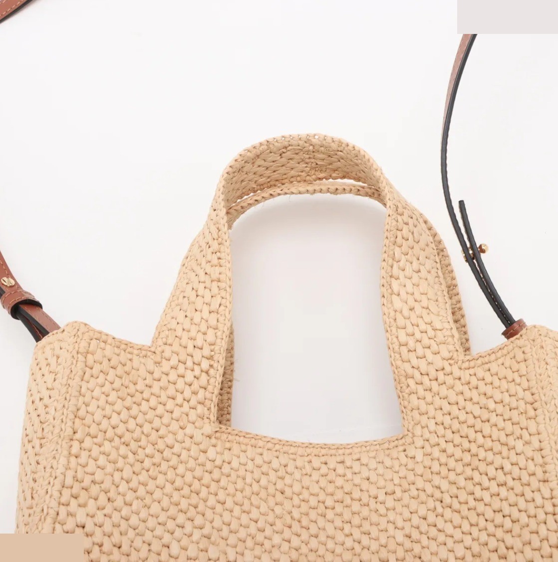 Unused Font Tote Small Raffia x Leather 2-Way — view 5
