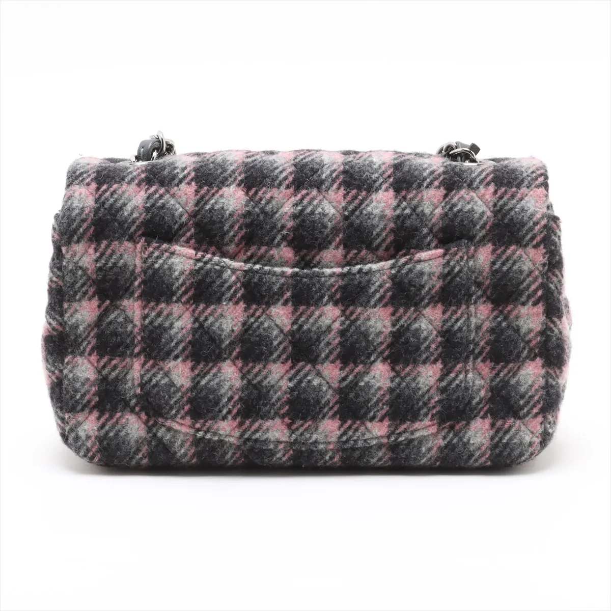 Mini Matelasse 20 Tweed x Leather Single Flap Single Chain Bag Gray Silver Hardware TH346523 Random Plate A69900 — view 2
