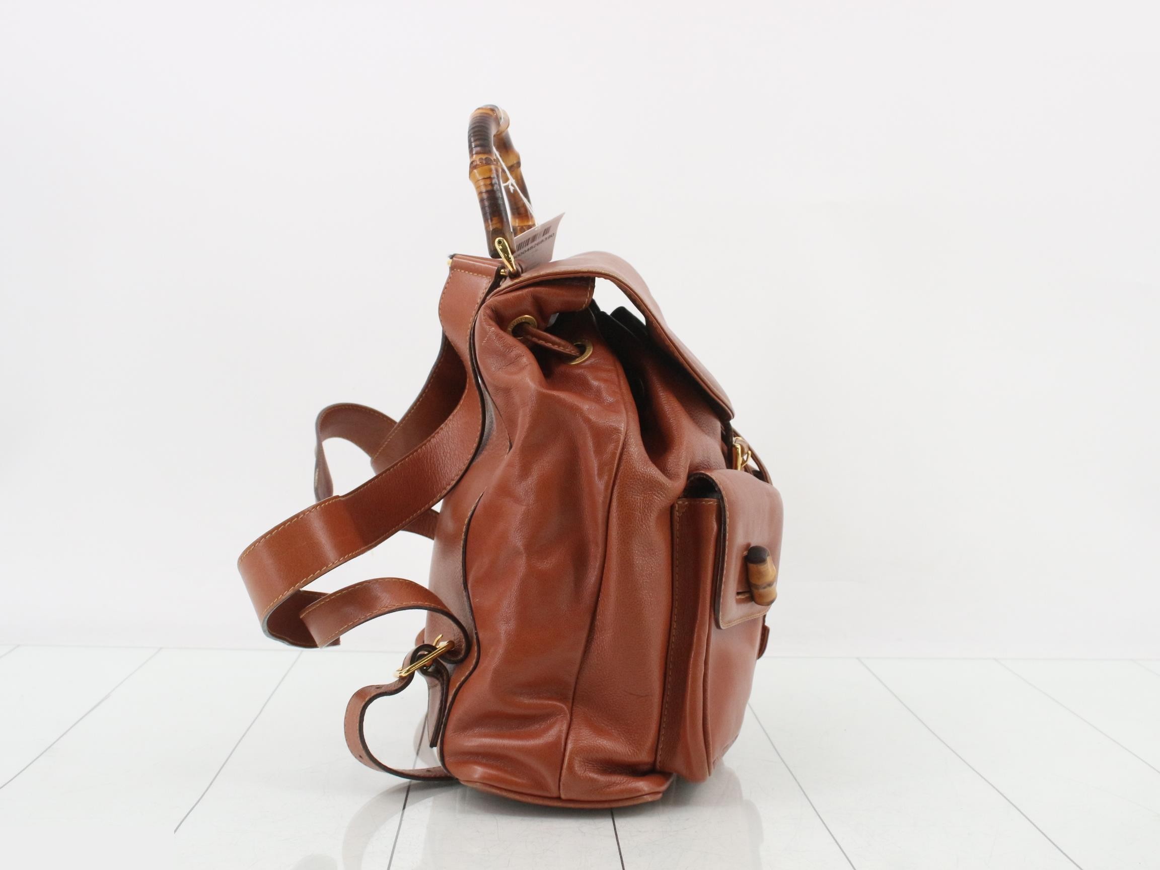 Bamboo Leather Backpack, Light Brown — view 4