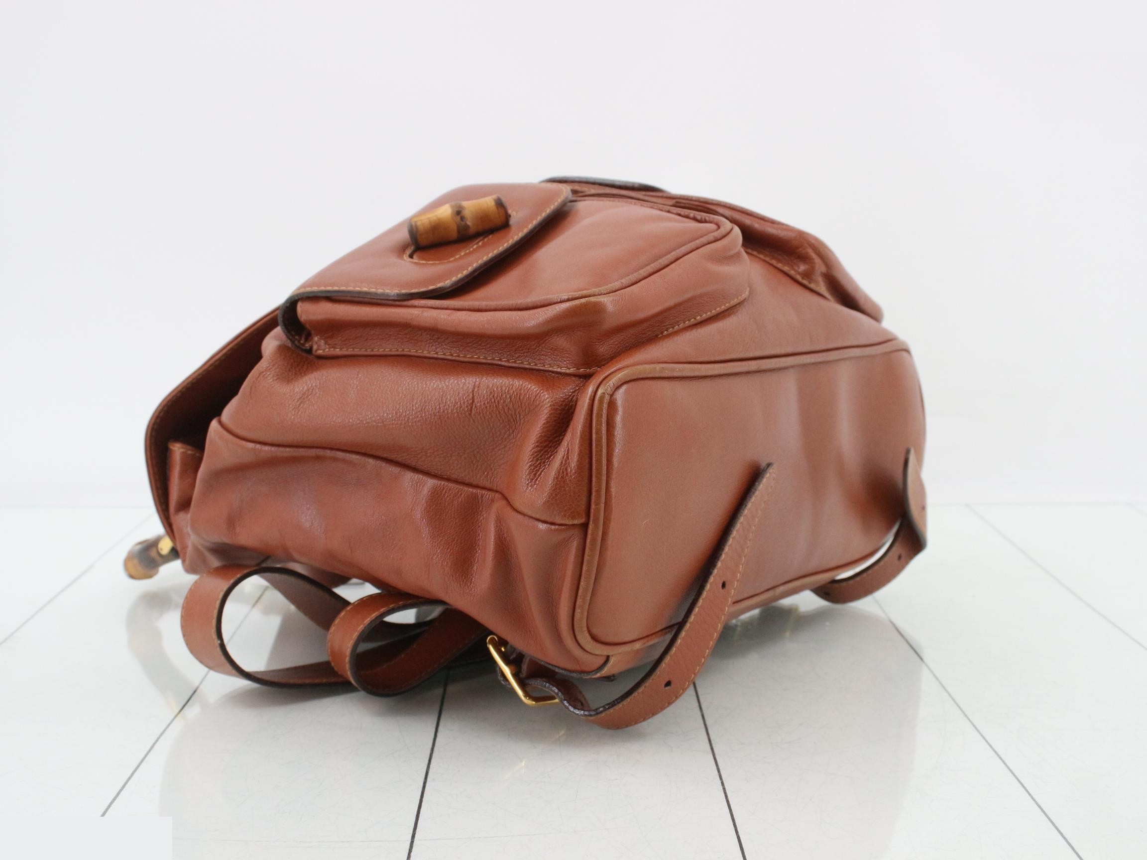 Bamboo Leather Backpack, Light Brown — view 5