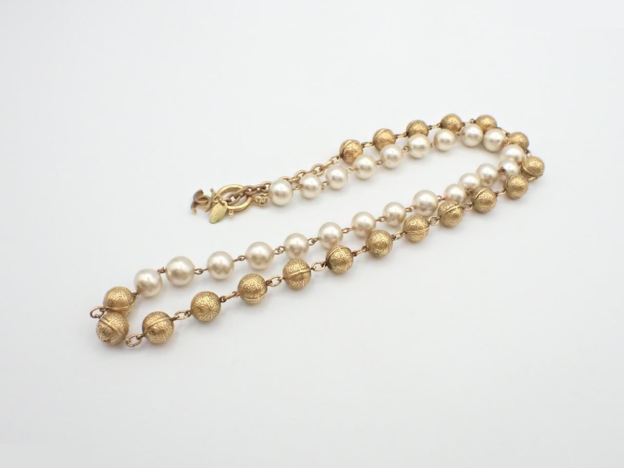 Pearl ball long necklace, total length approximately 90 cm — view 3