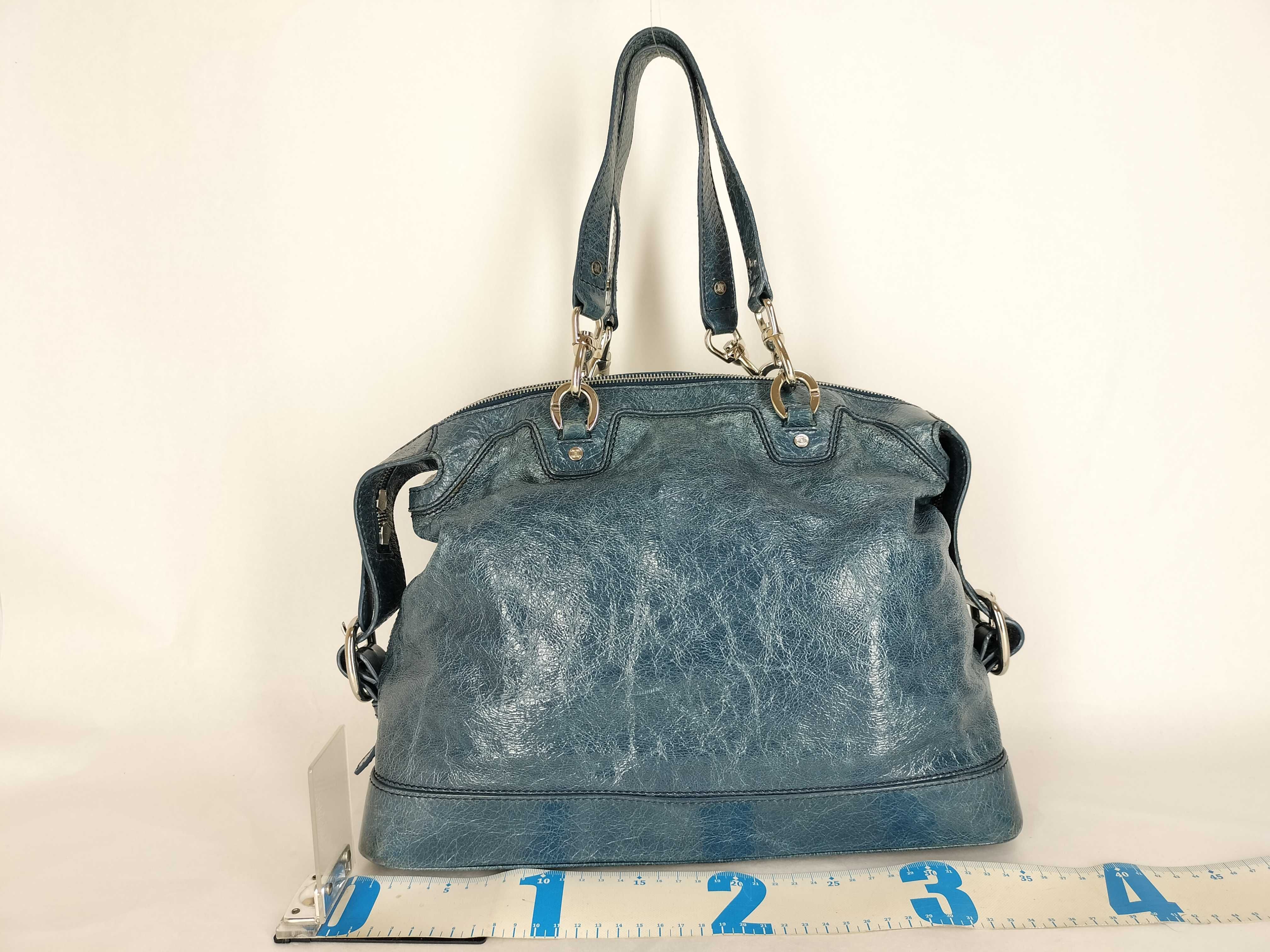 Patent Leather Handbag, Blue — view 2
