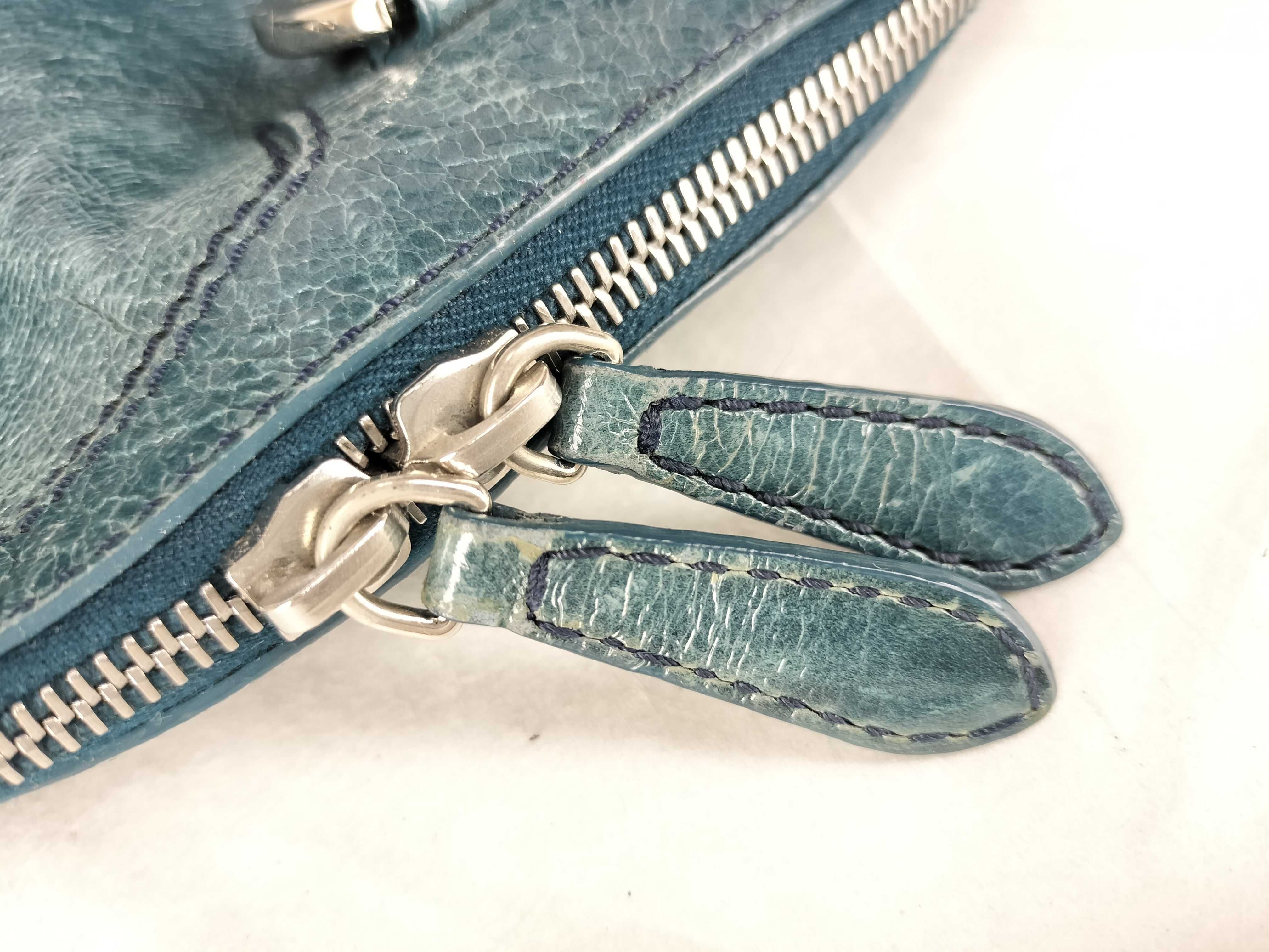 Patent Leather Handbag, Blue — view 14