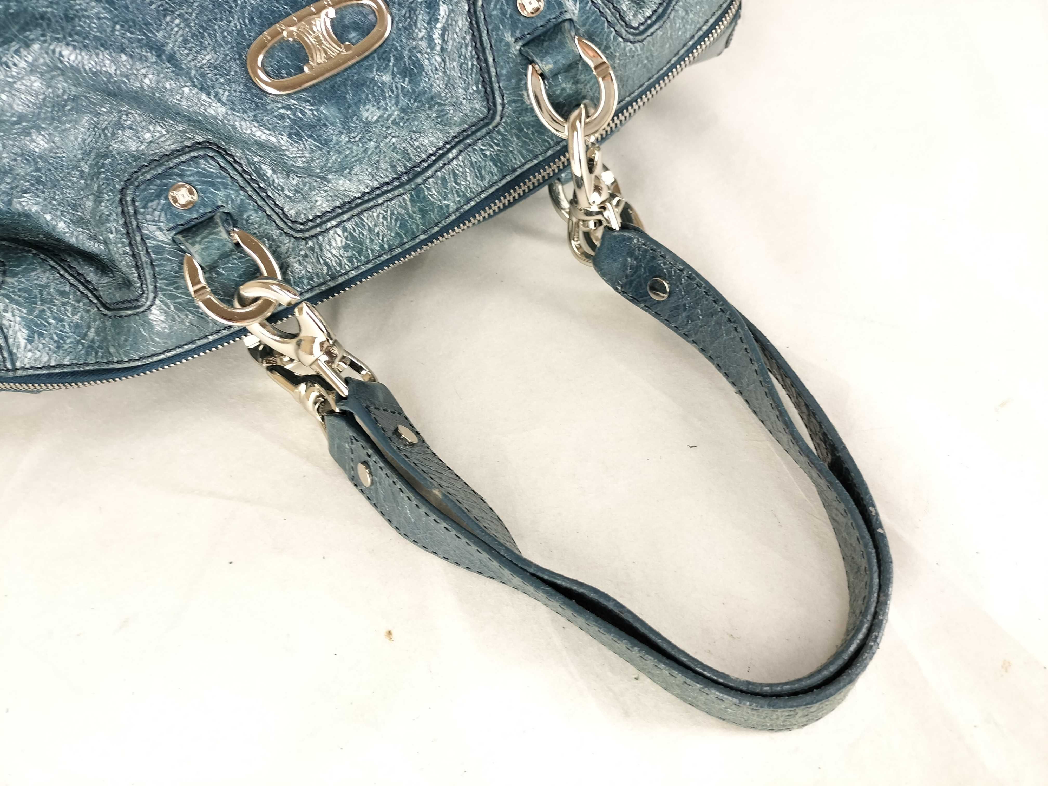 Patent Leather Handbag, Blue — view 3